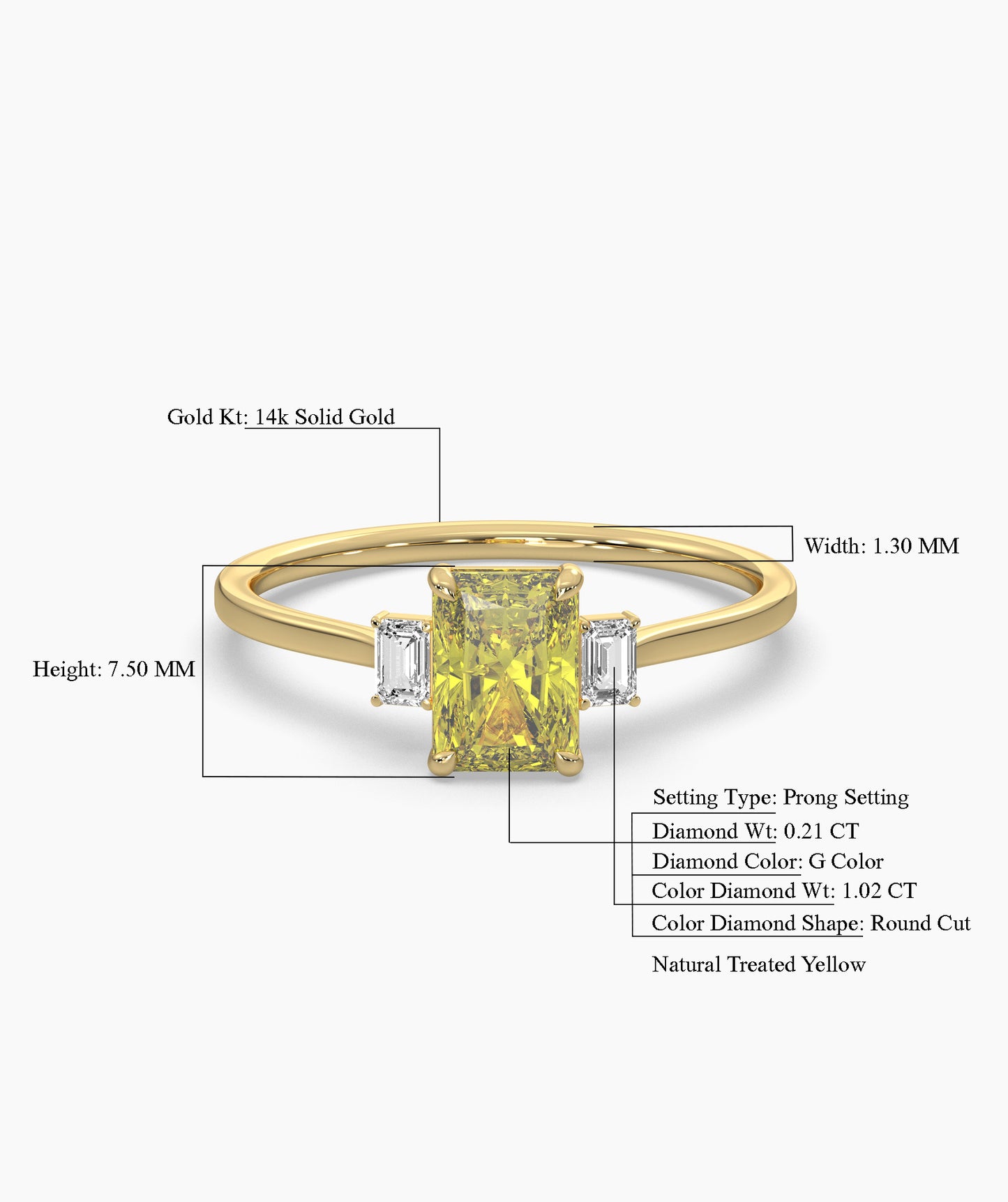 Yellow Radiant-Cut Ring
