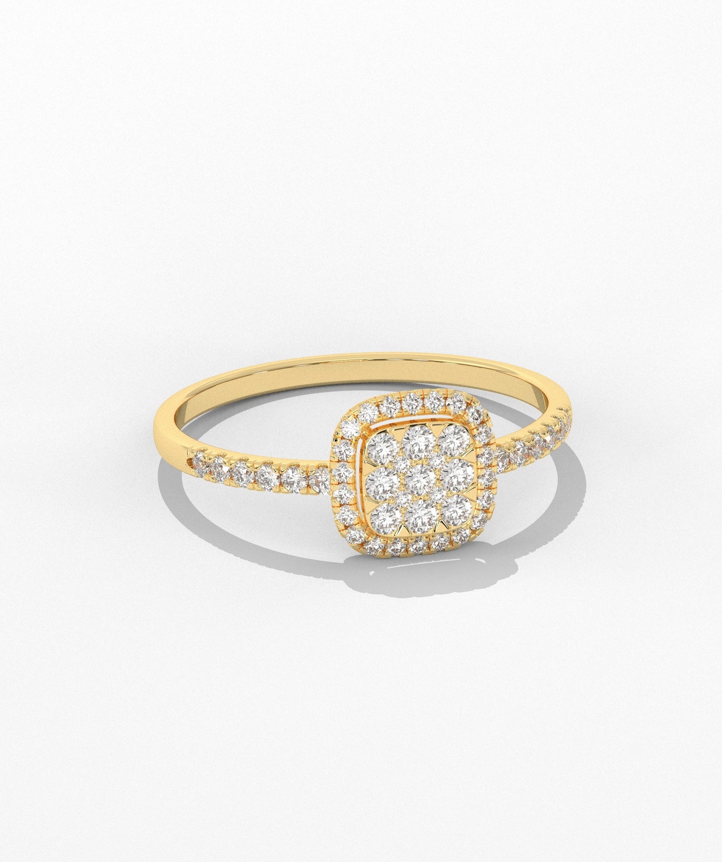 Glimmering Square Halo Diamond Ring