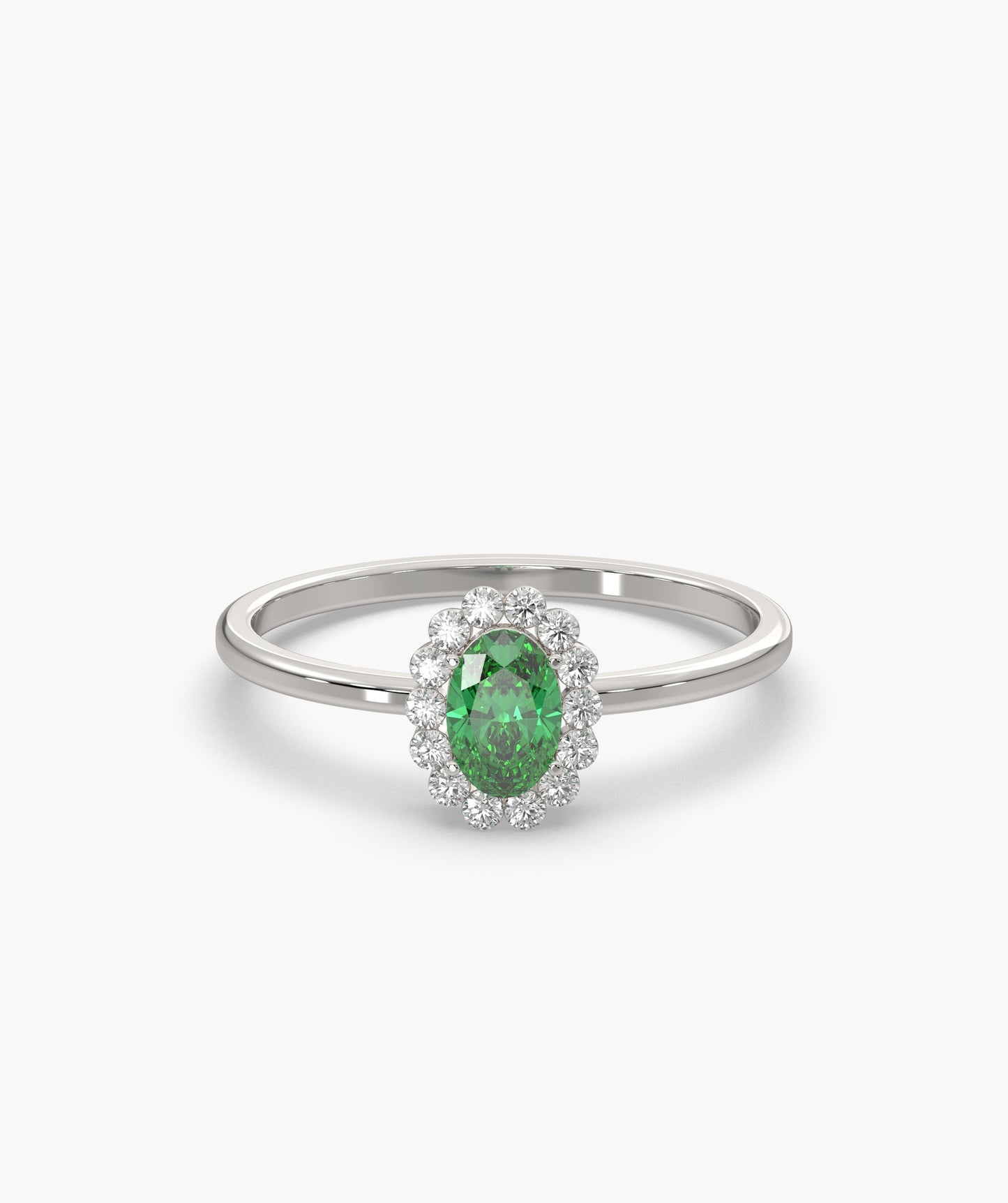 Regal Bloom Oval Green Gem & Diamond  Ring