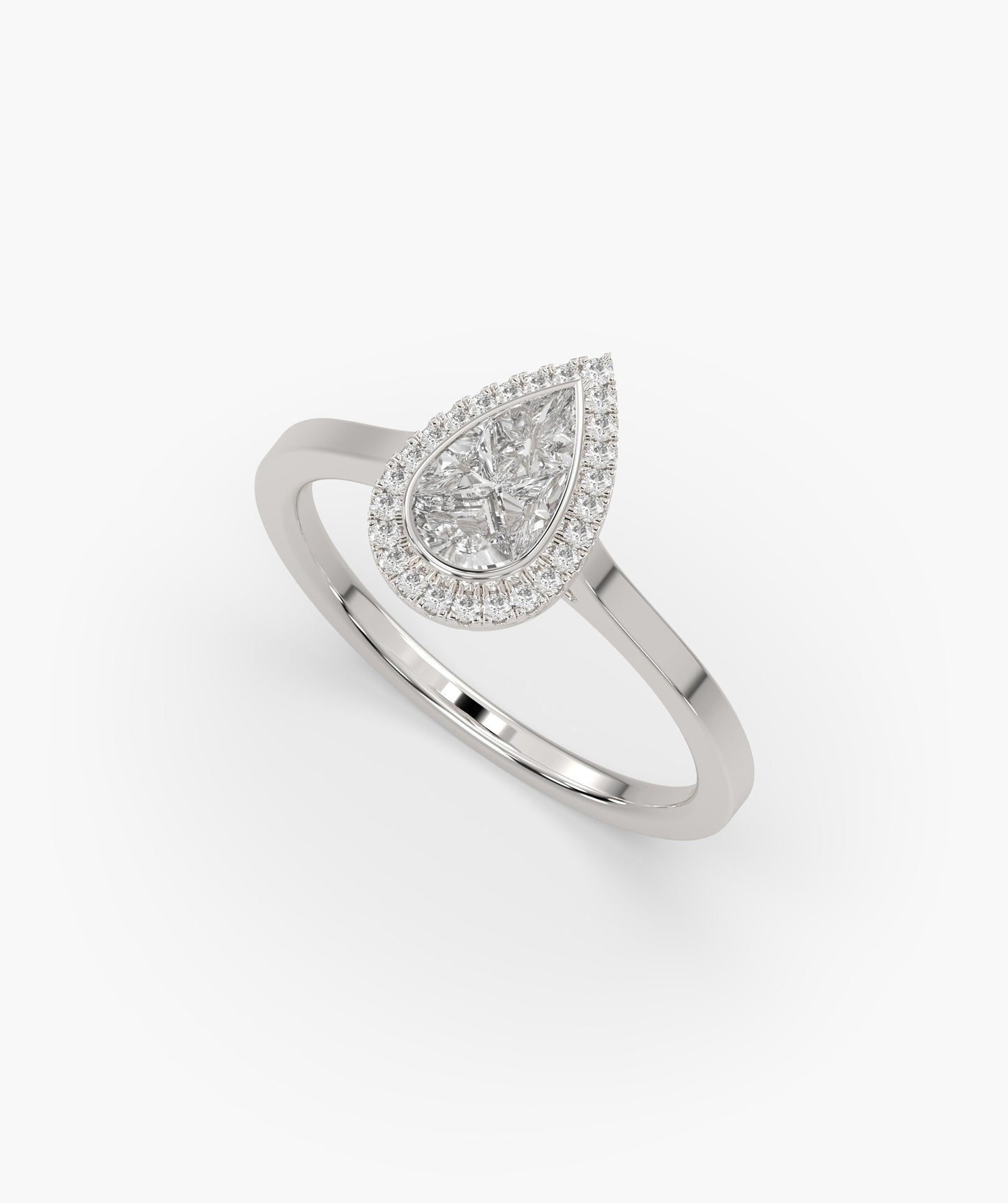 Modern Classic: Pear-Cut Diamond Halo Ring