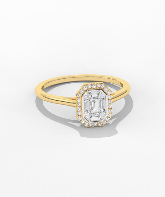 Timeless Edge 14K Gold Emerald-Cut Halo Ring