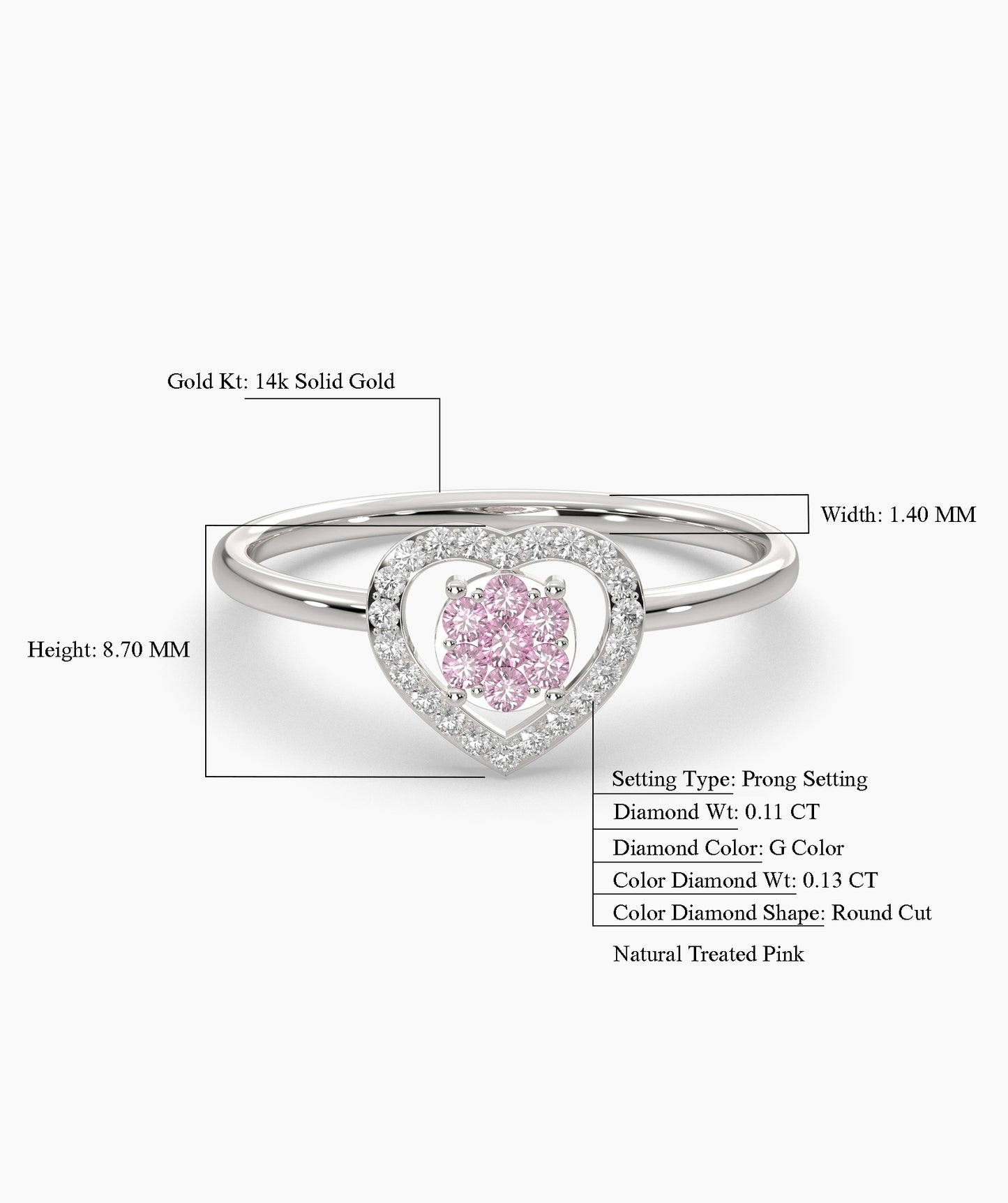 Heart Halo Pink Diamond Ring