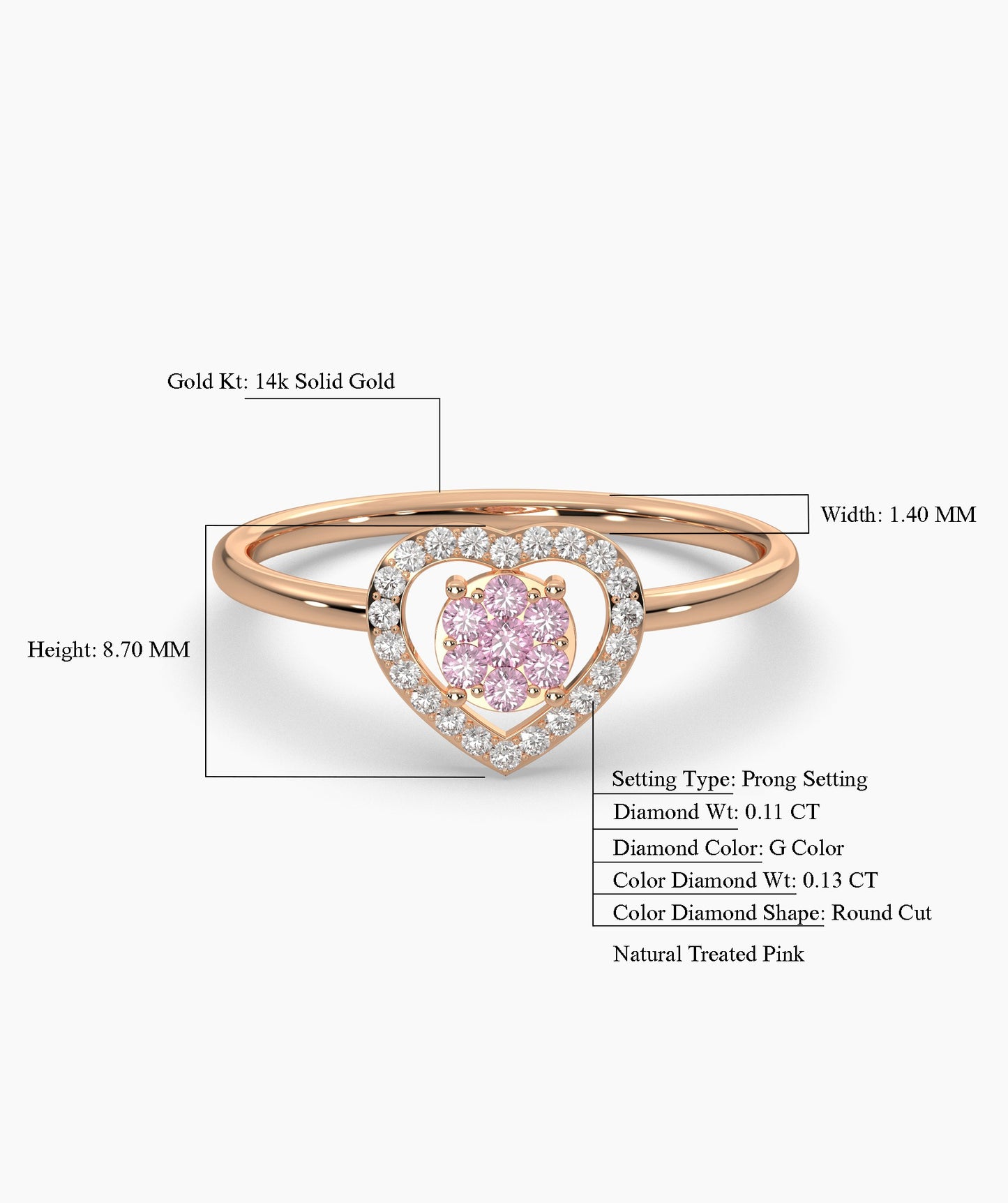 Heart Halo Pink Diamond Ring