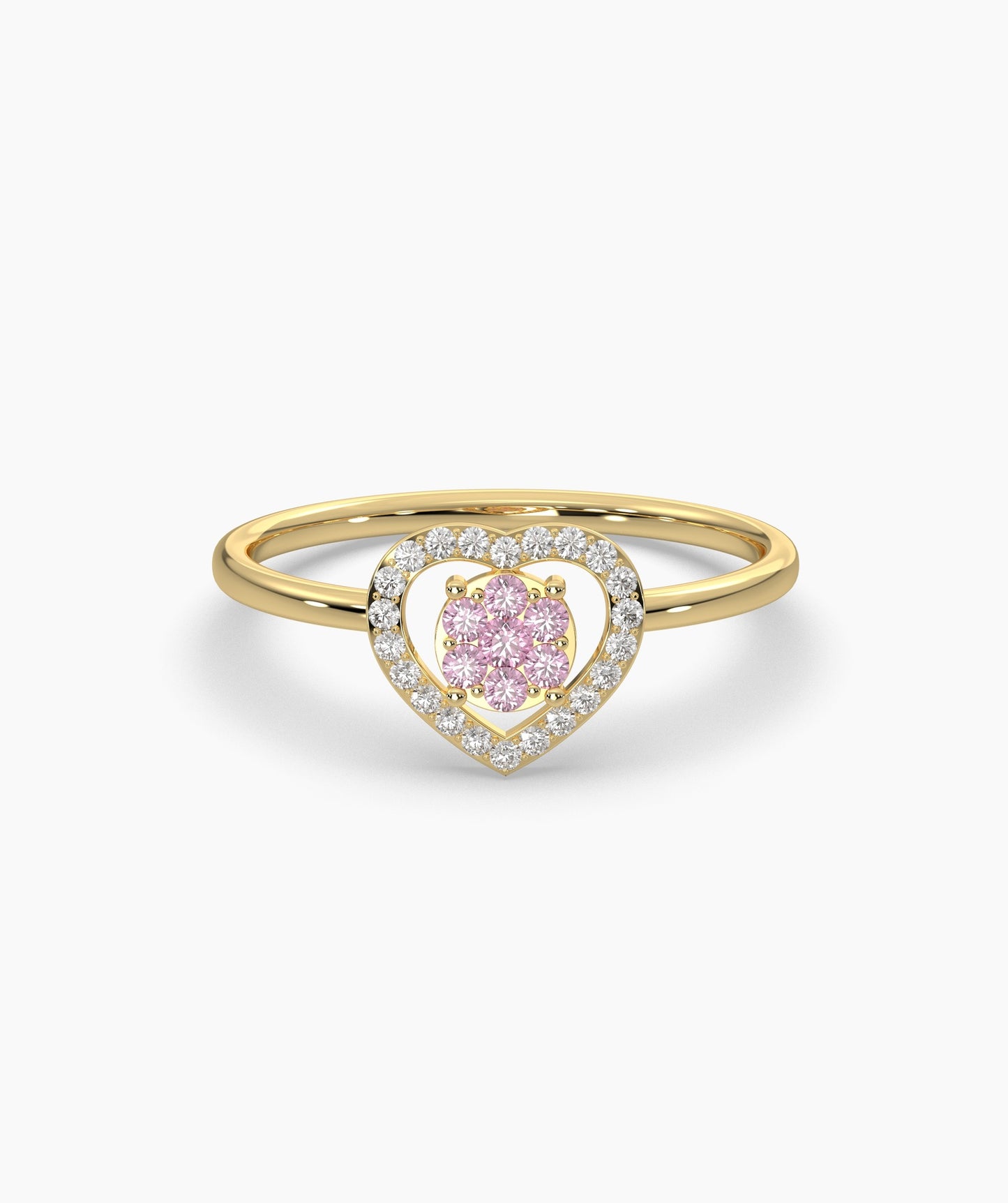 Heart Halo Pink Diamond Ring
