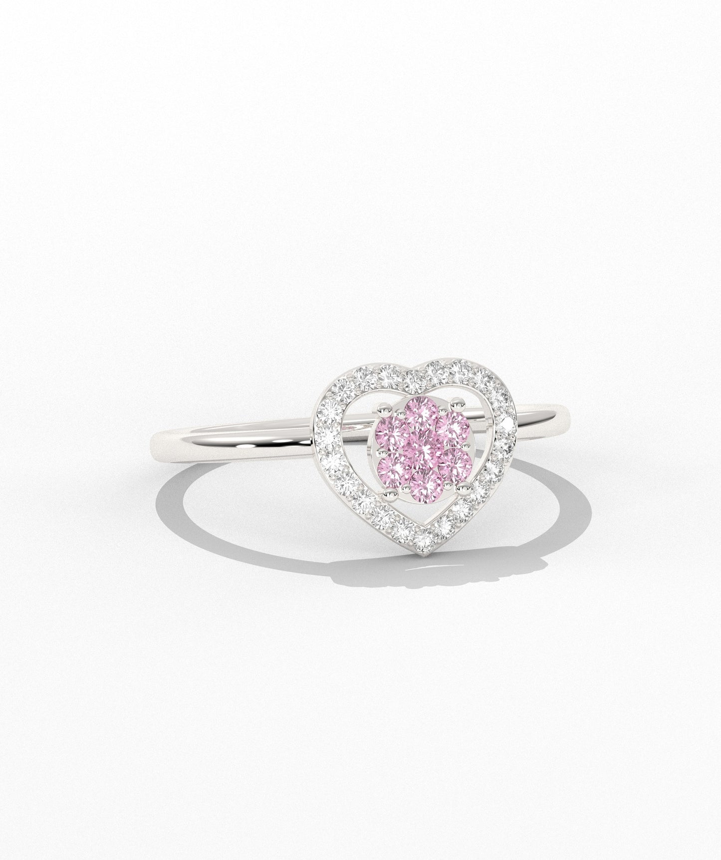 Heart Halo Pink Diamond Ring