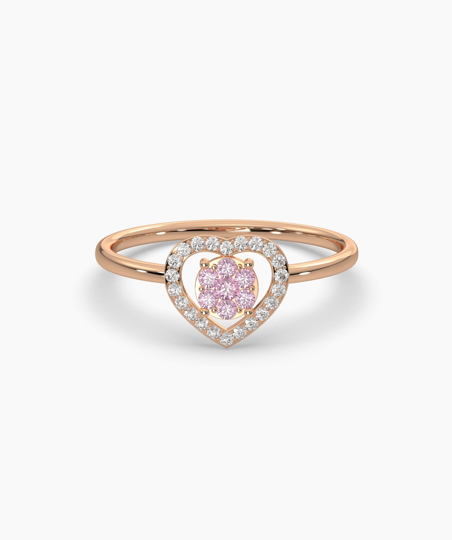 Heart Halo Pink Diamond Ring