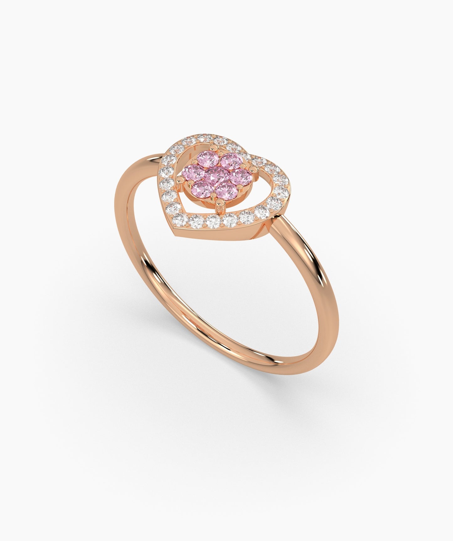Heart Halo Pink Diamond Ring
