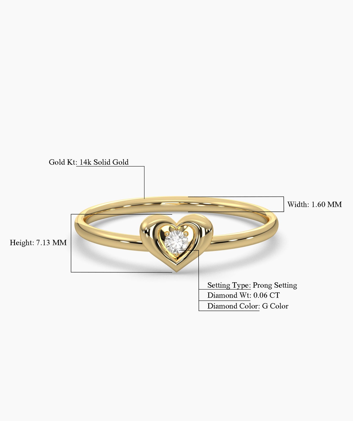 Tiny Heart Diamond Ring