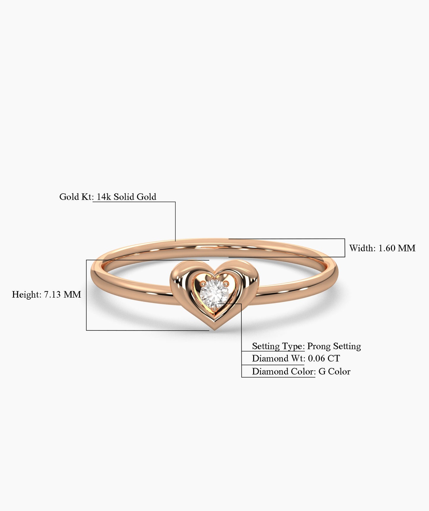 Tiny Heart Diamond Ring