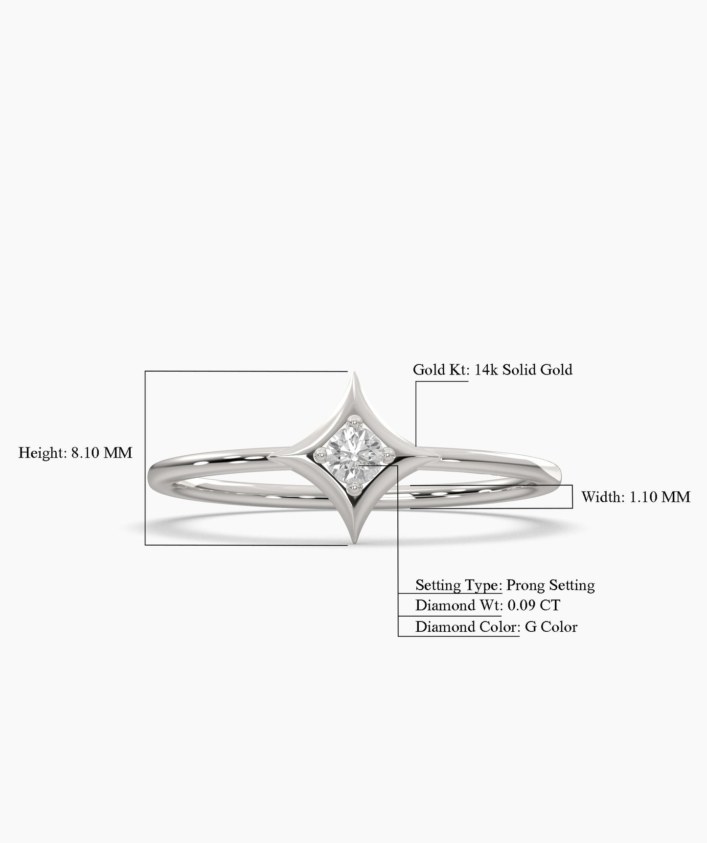 14K Solid Gold Geometric Ring