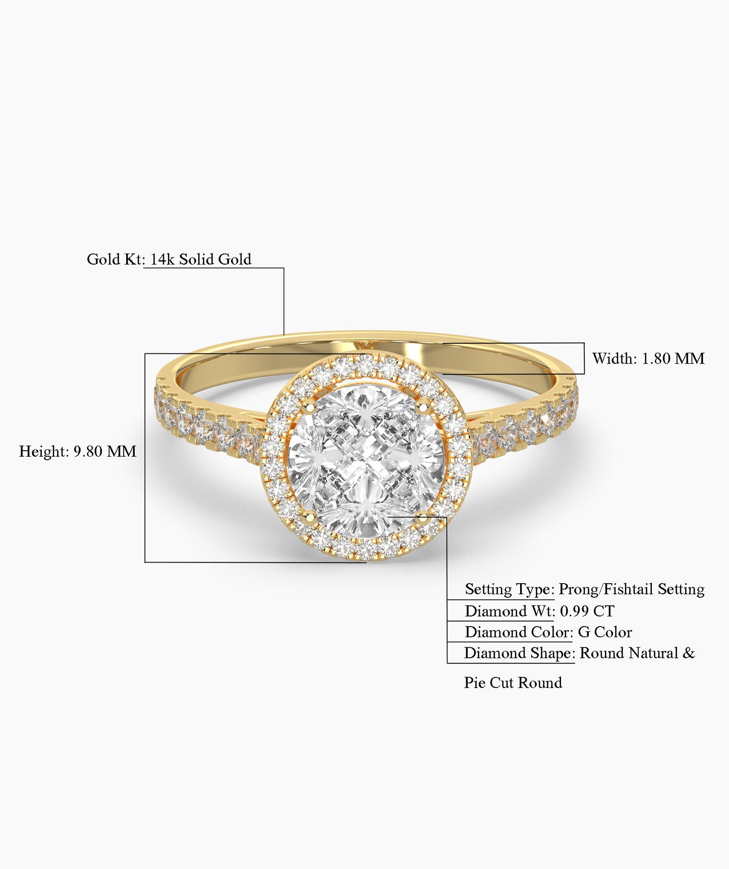 Round Illusion Halo Ring