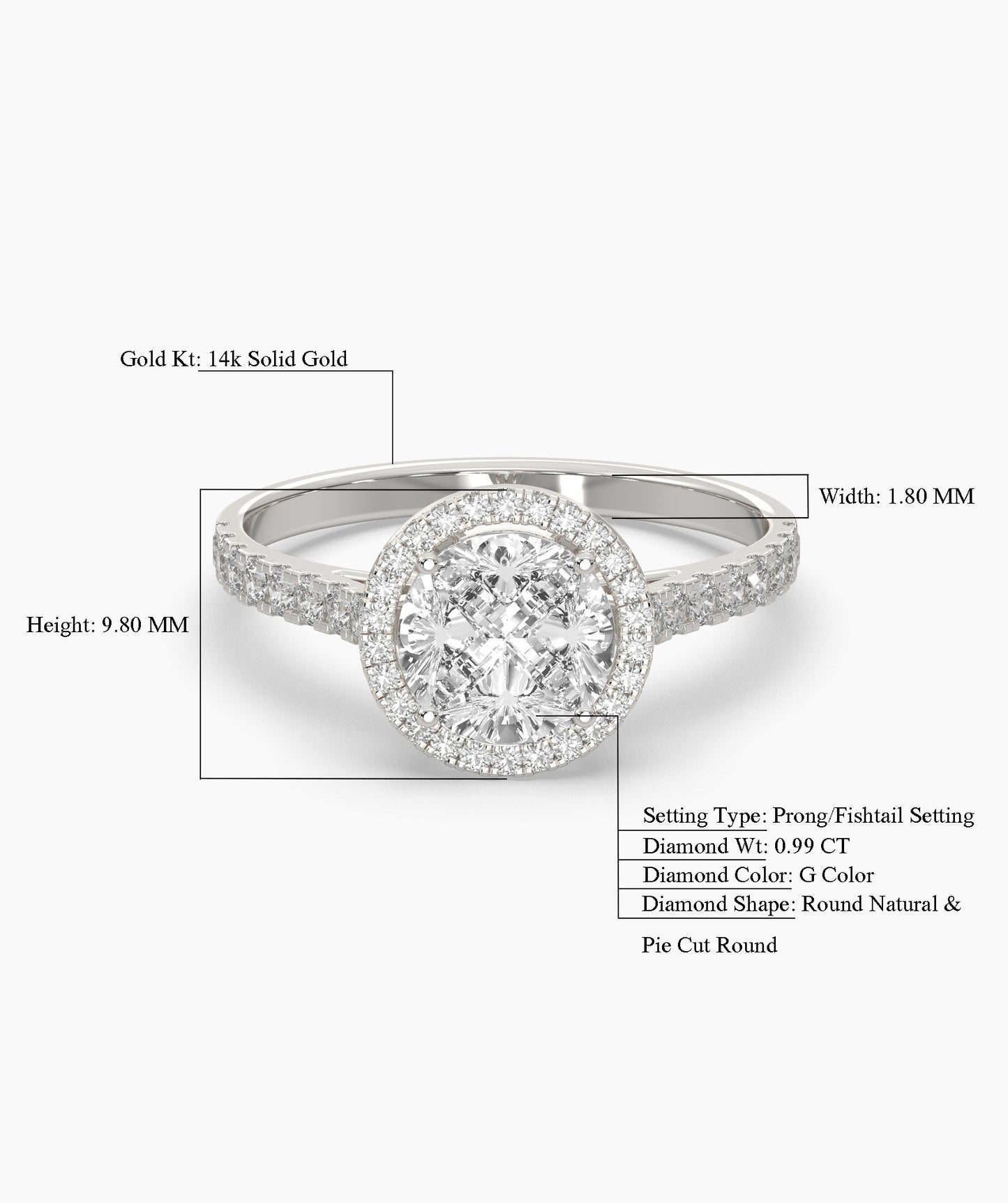 Round Illusion Halo Ring