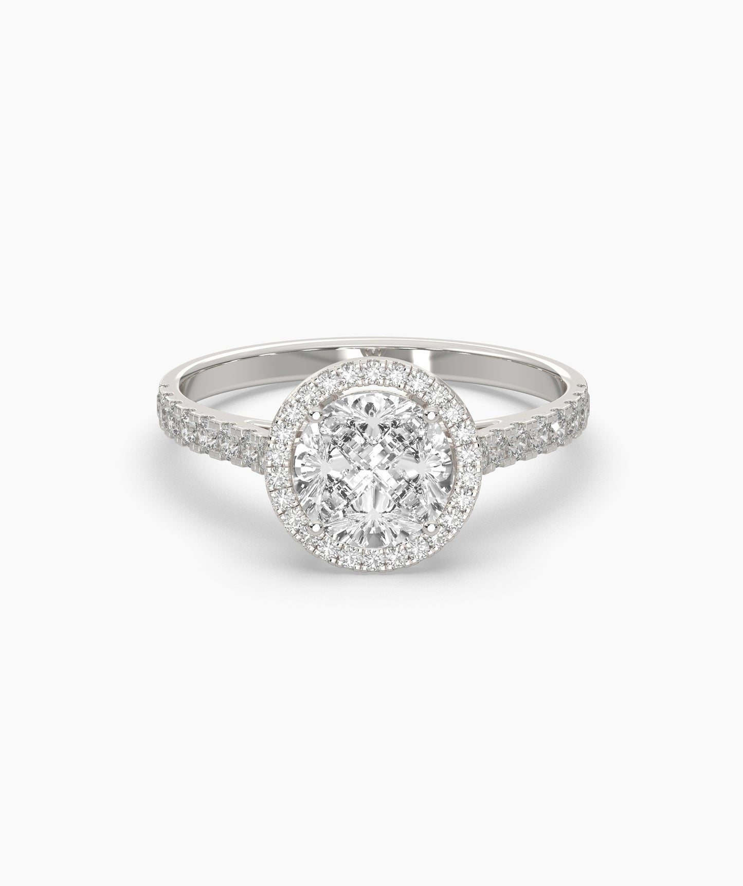Round Illusion Halo Ring