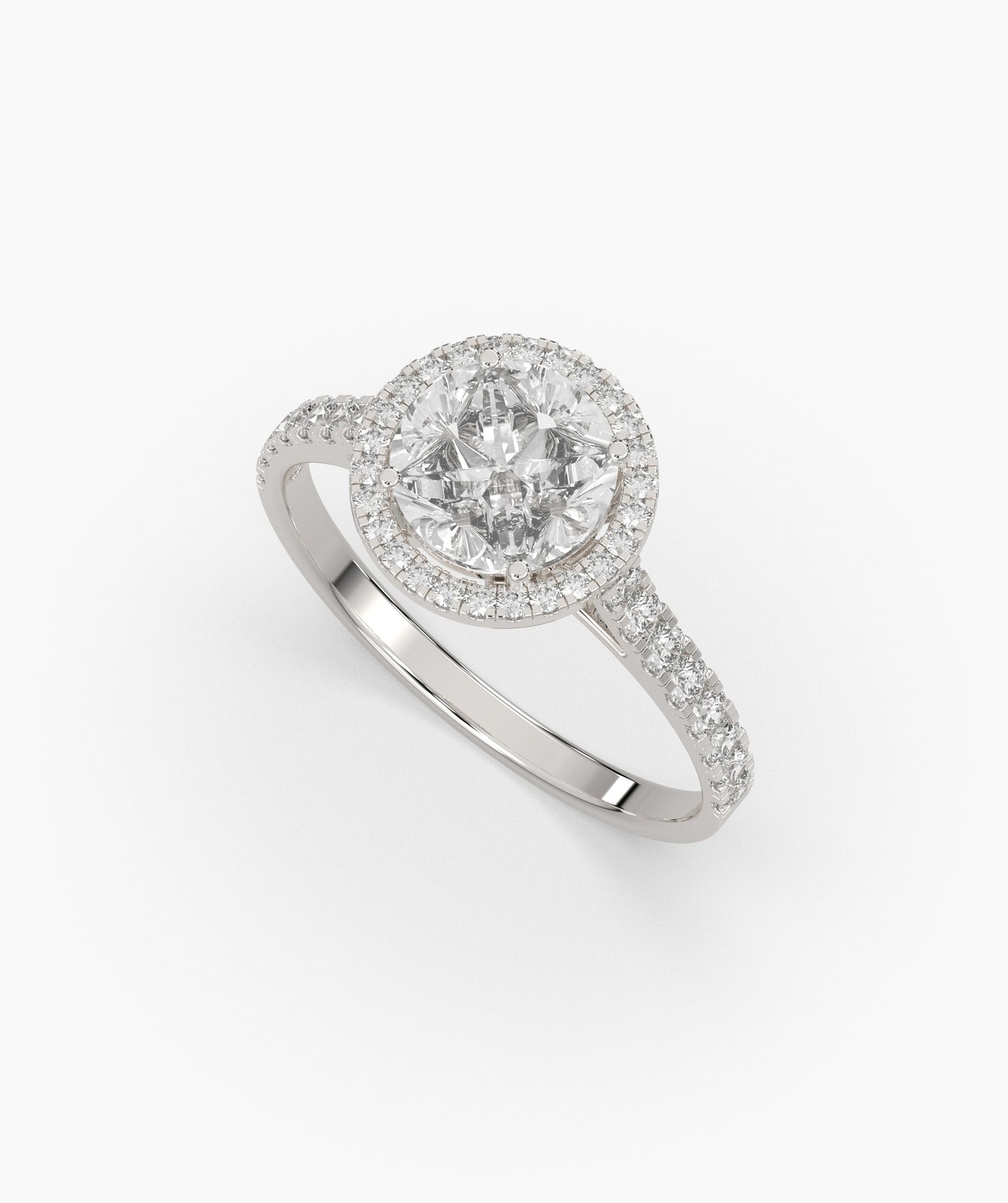Round Illusion Halo Ring