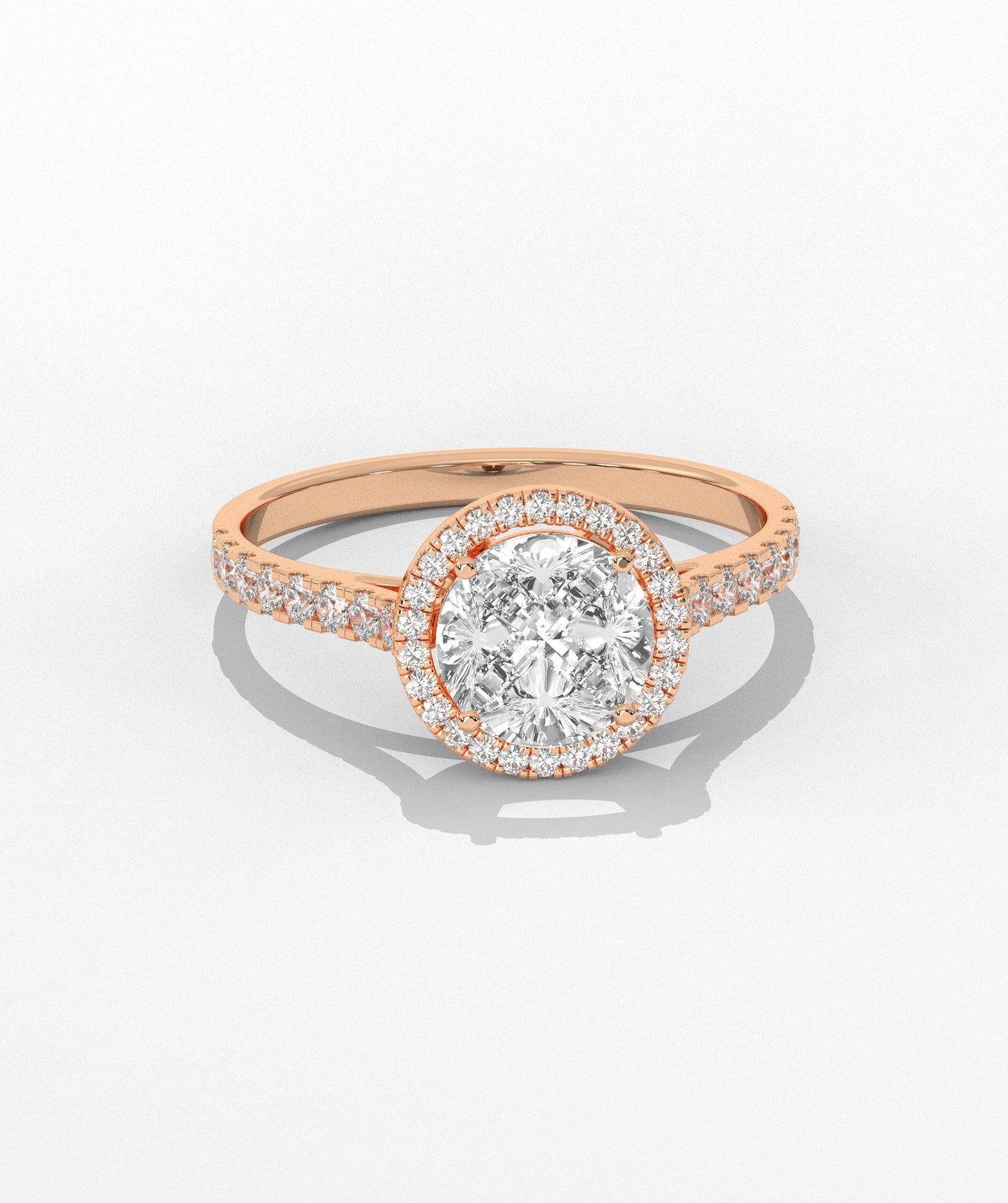 Round Illusion Halo Ring