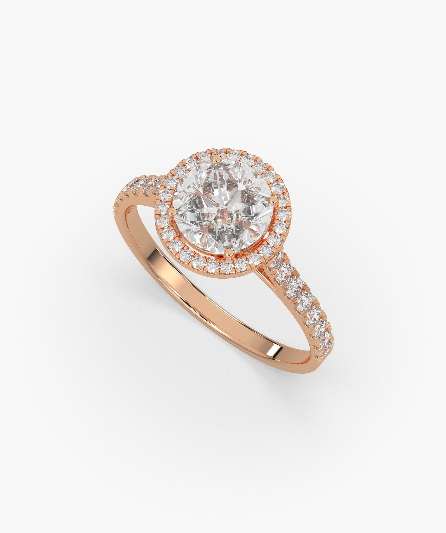 Round Illusion Halo Ring