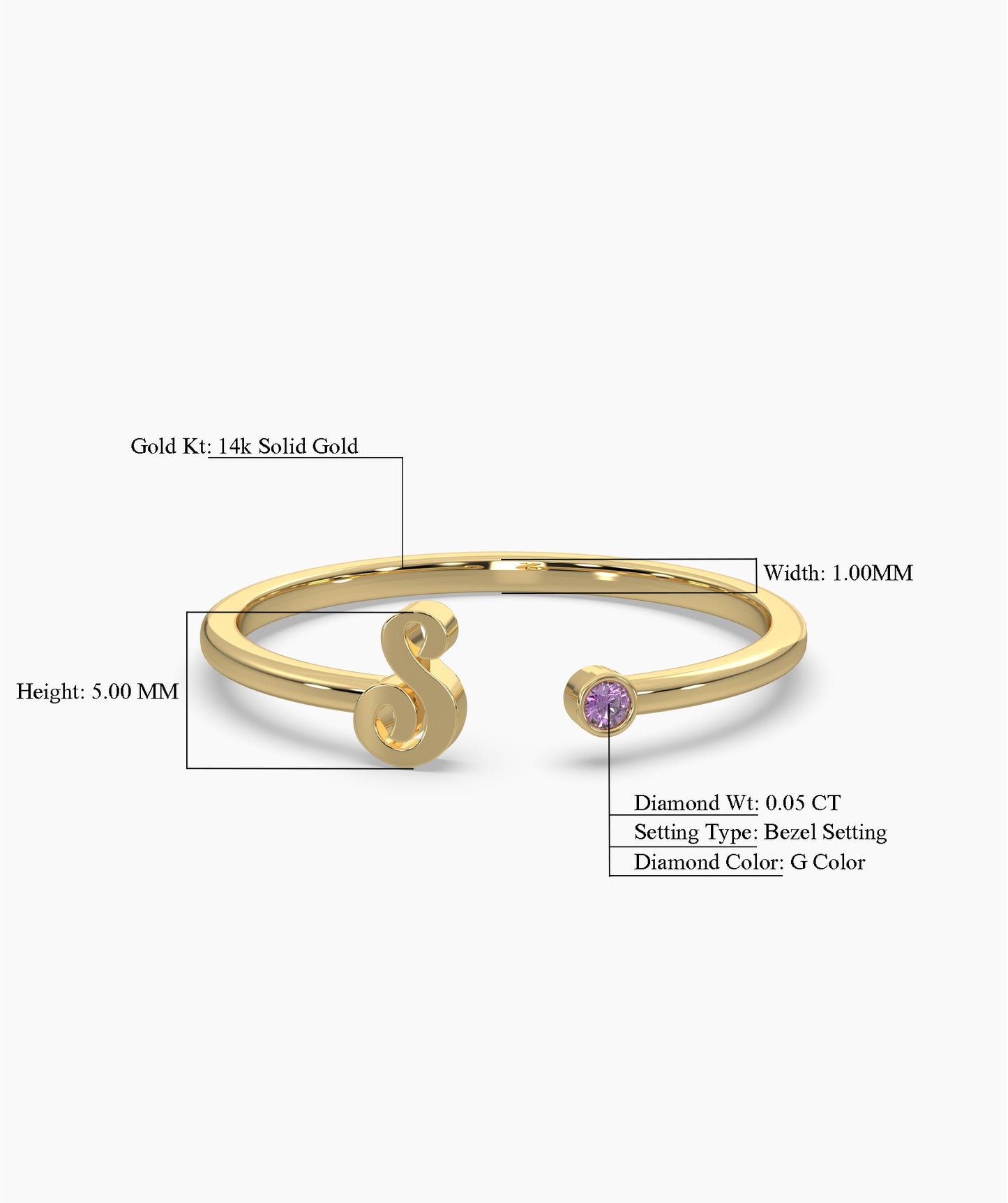 Personalized Initial Ring with Birthstone Accent