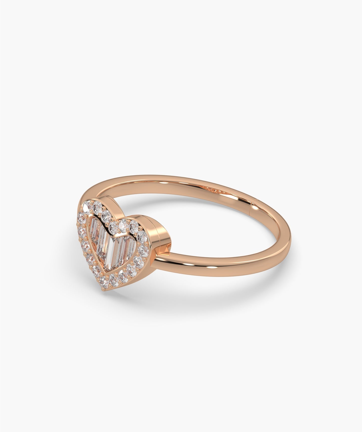 Baguette Diamond Heart Ring