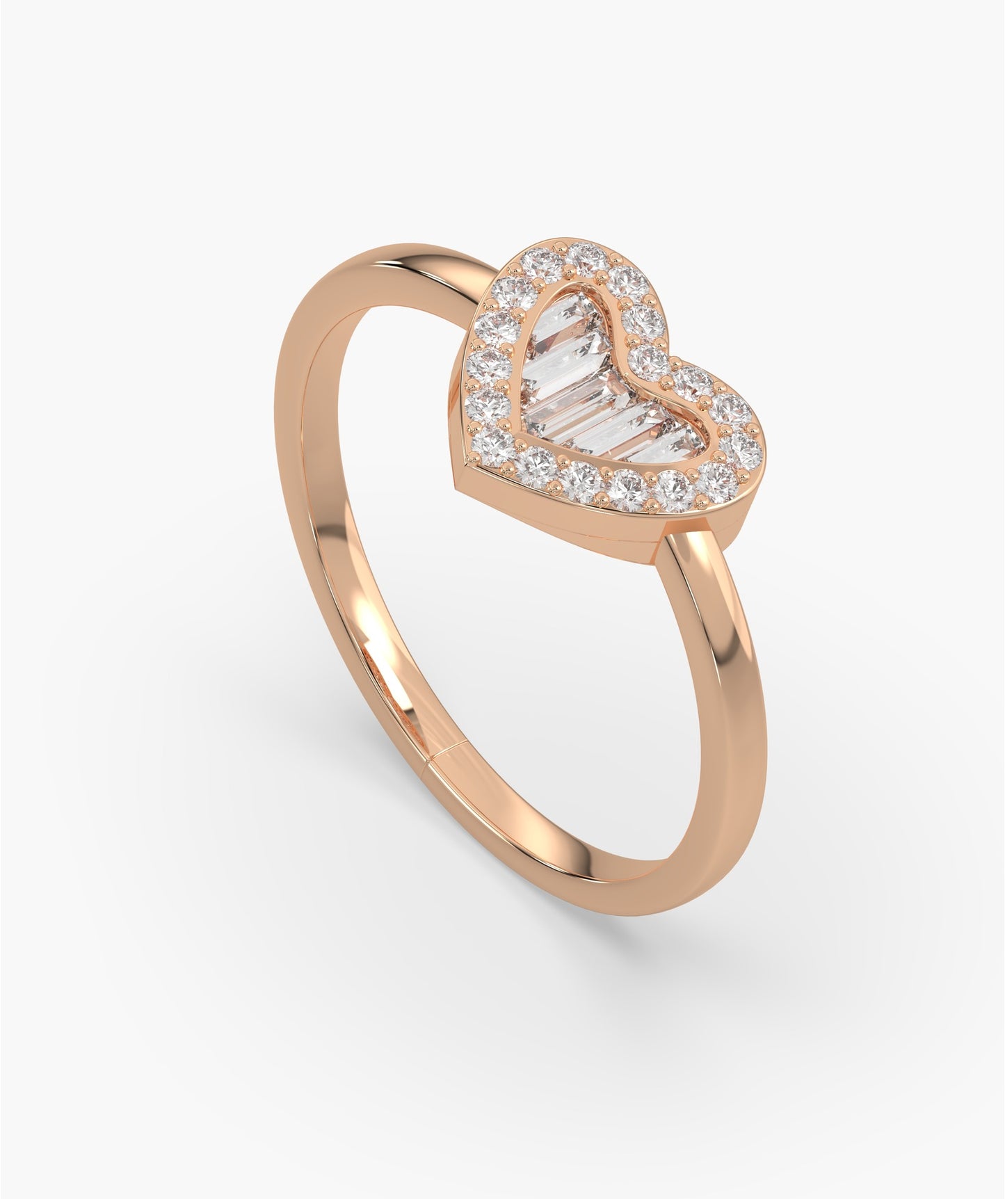 Baguette Diamond Heart Ring