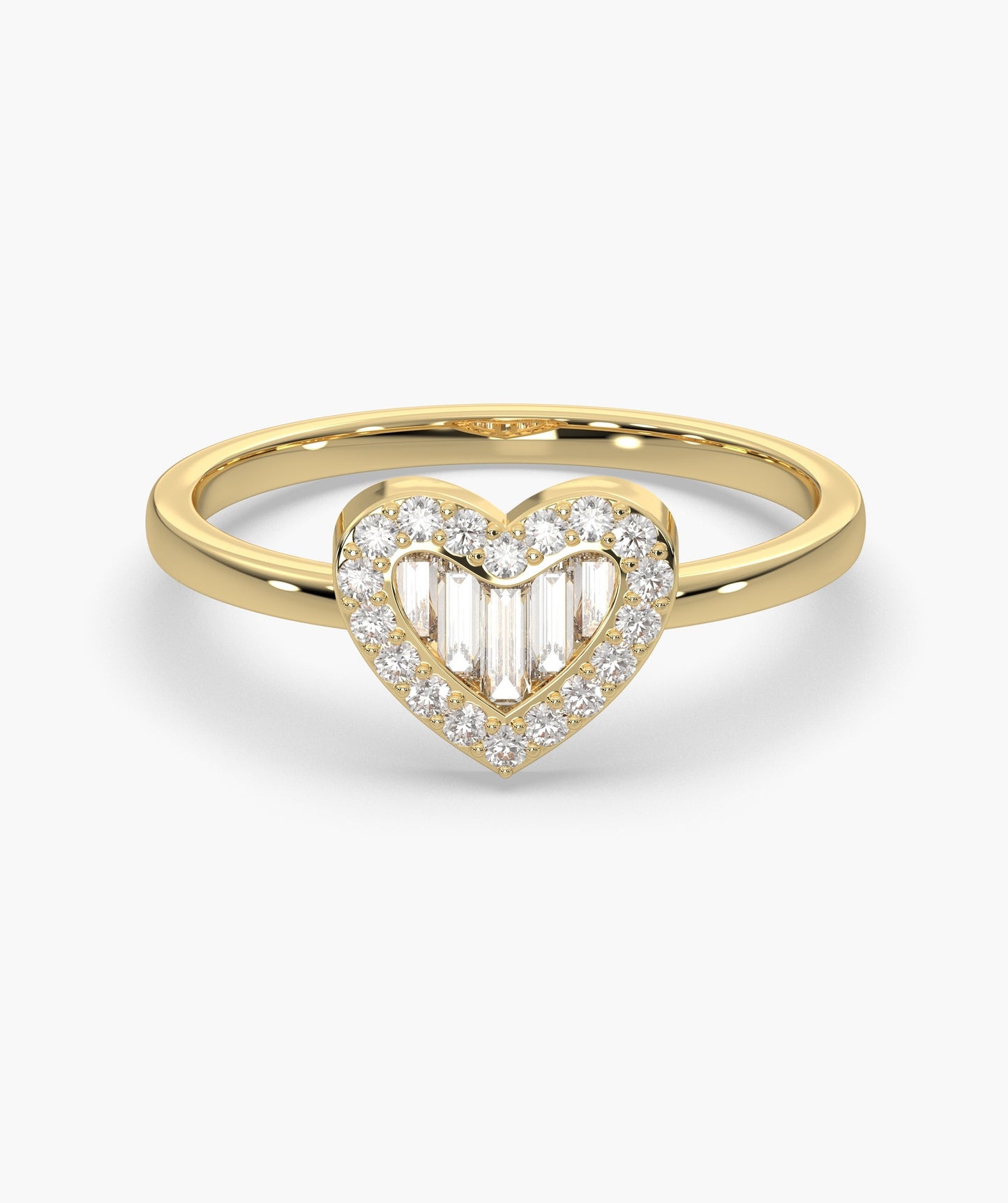 Baguette Diamond Heart Ring