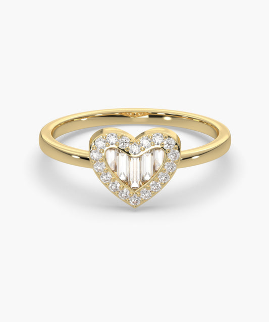 Baguette Diamond Heart Ring