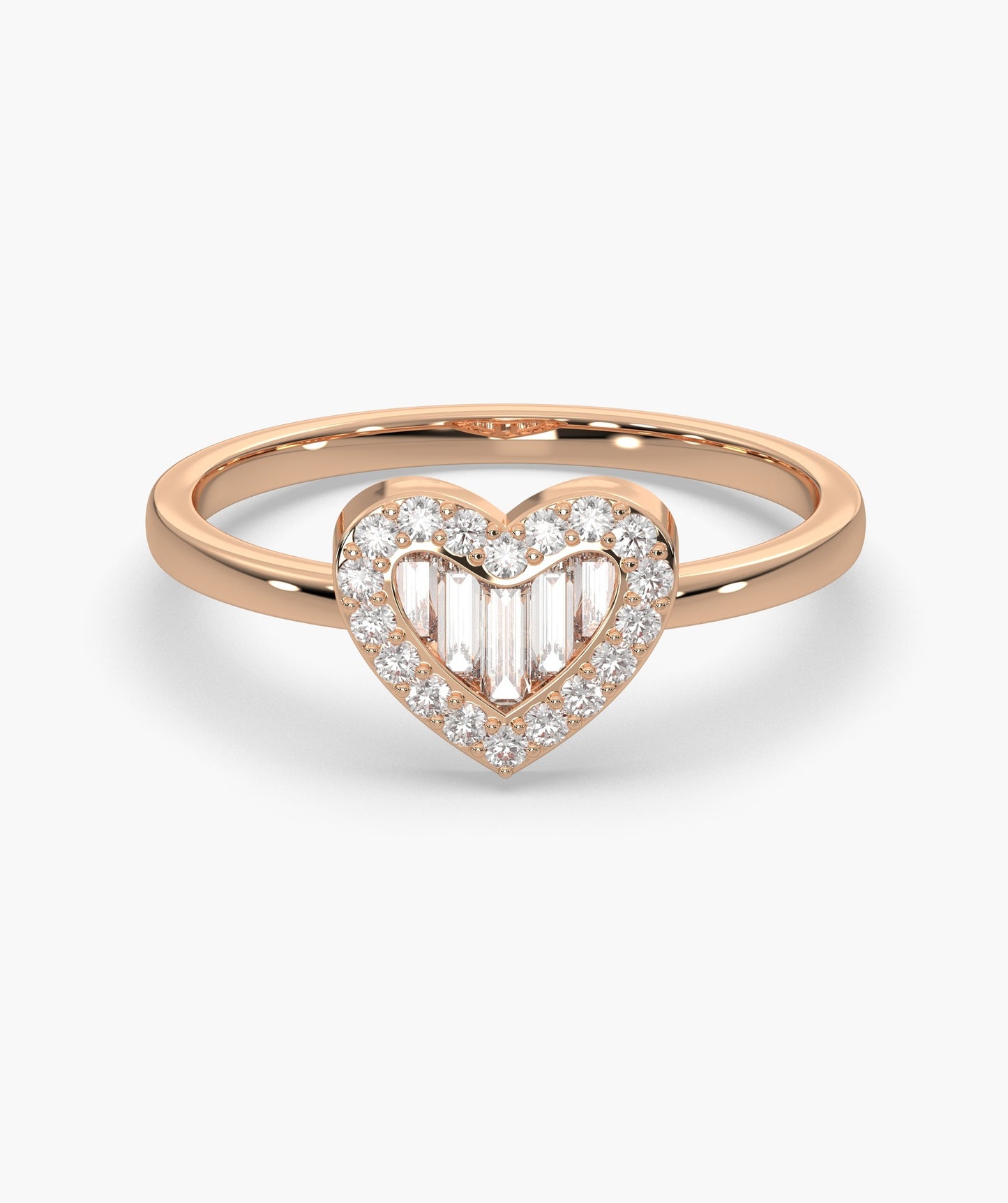 Baguette Diamond Heart Ring