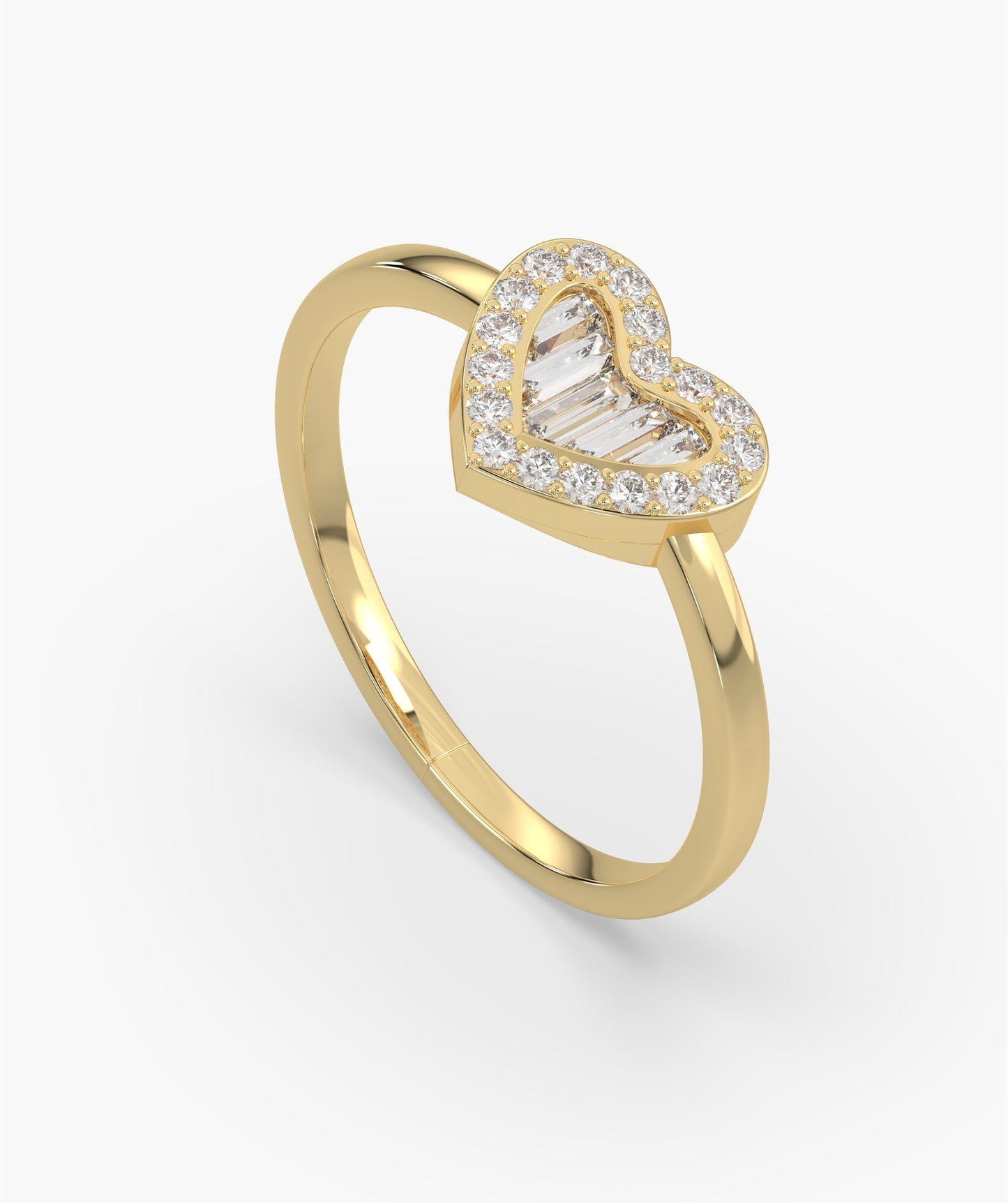 Baguette Diamond Heart Ring