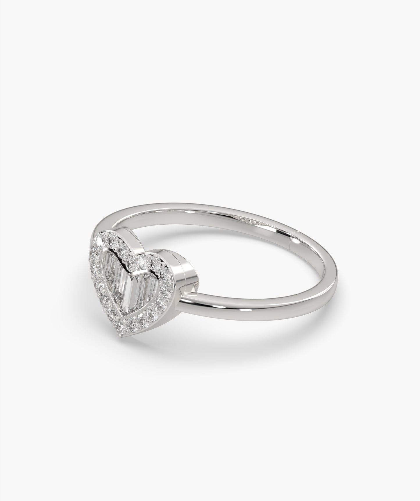 Baguette Diamond Heart Ring