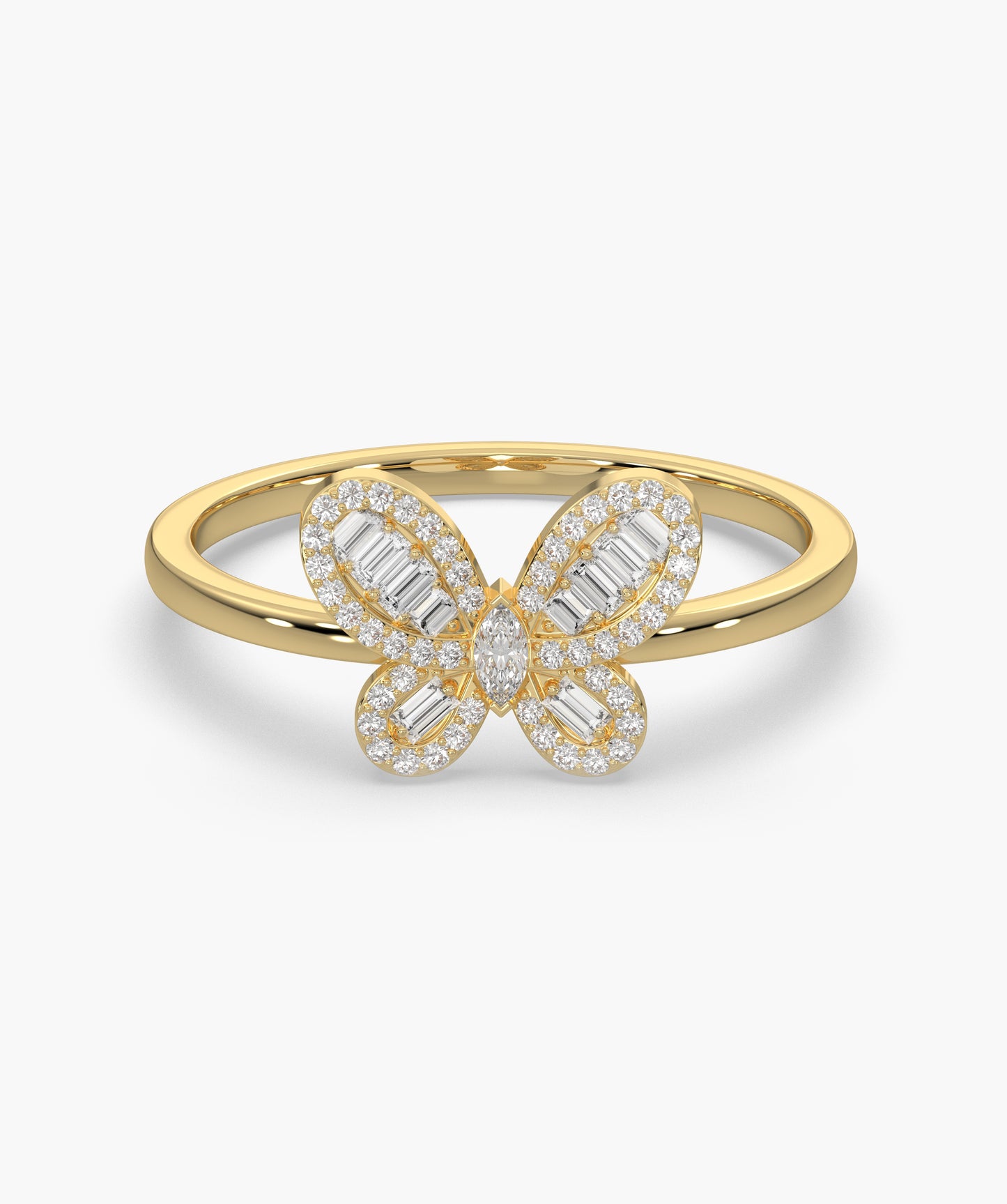 14K Gold Butterfly Diamond Ring