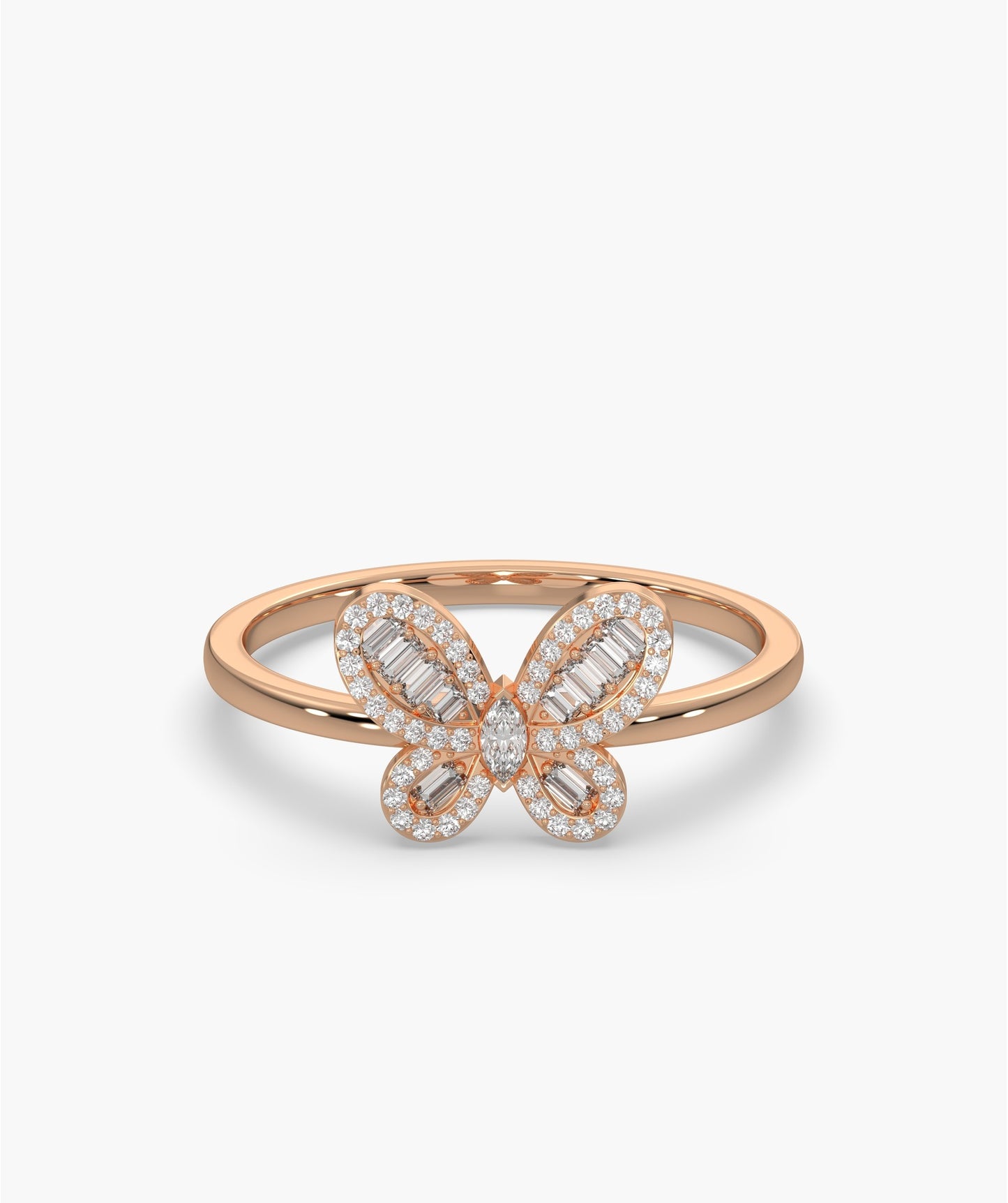 14K Gold Butterfly Diamond Ring