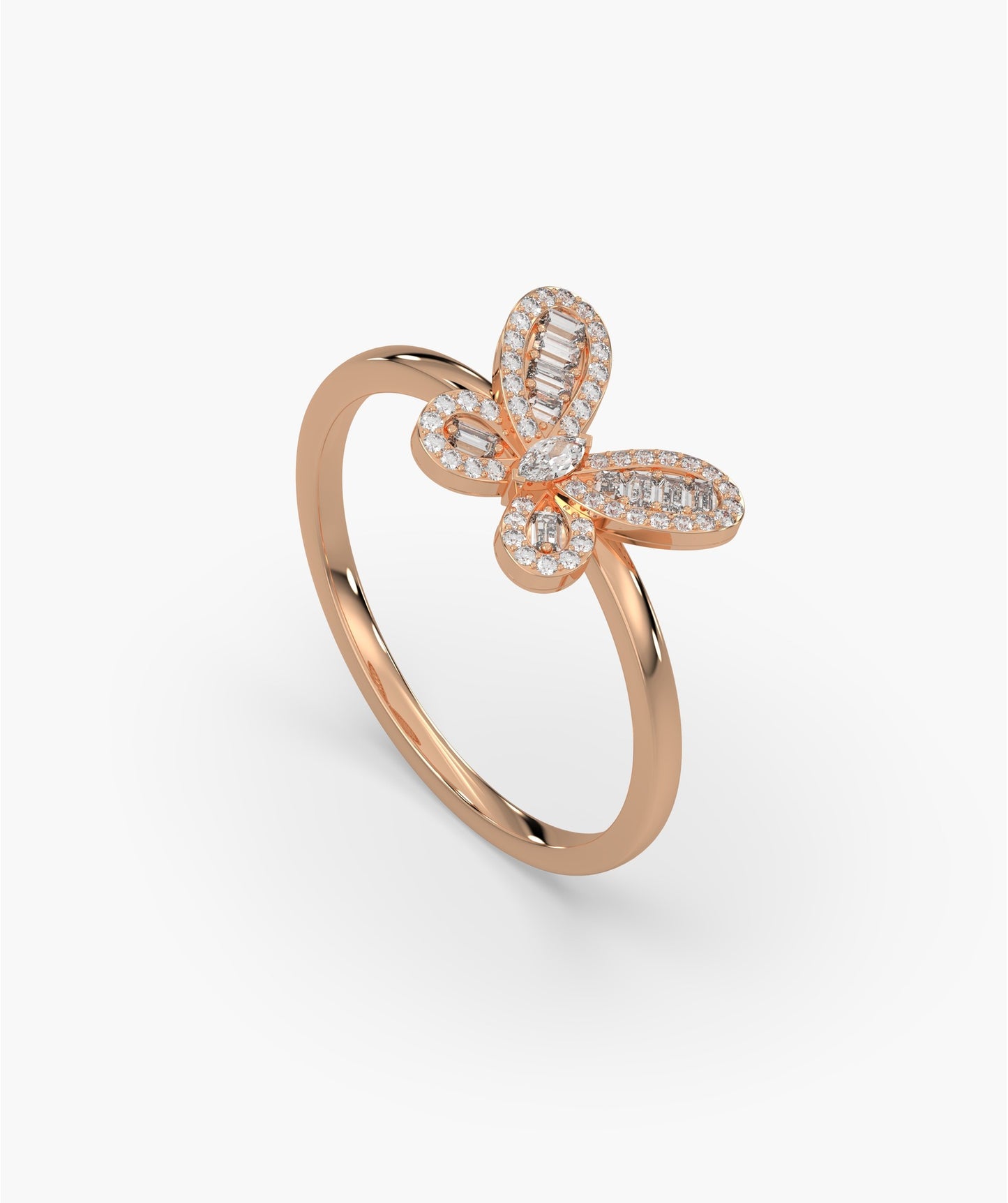 14K Gold Butterfly Diamond Ring