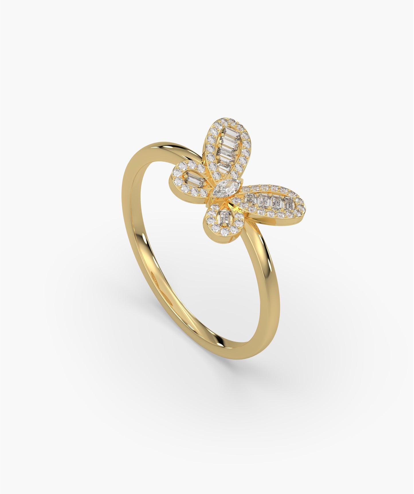 14K Gold Butterfly Diamond Ring