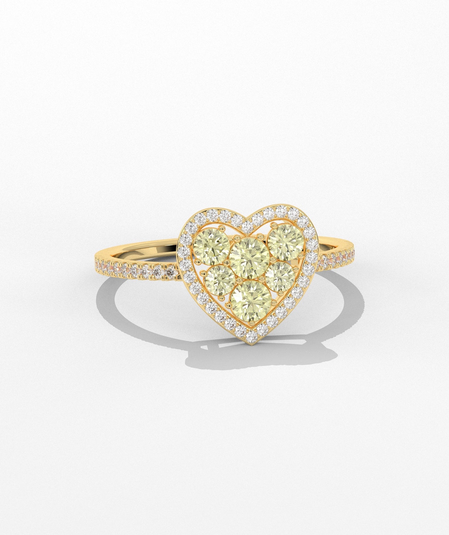 Yellow Diamond Heart Halo Ring