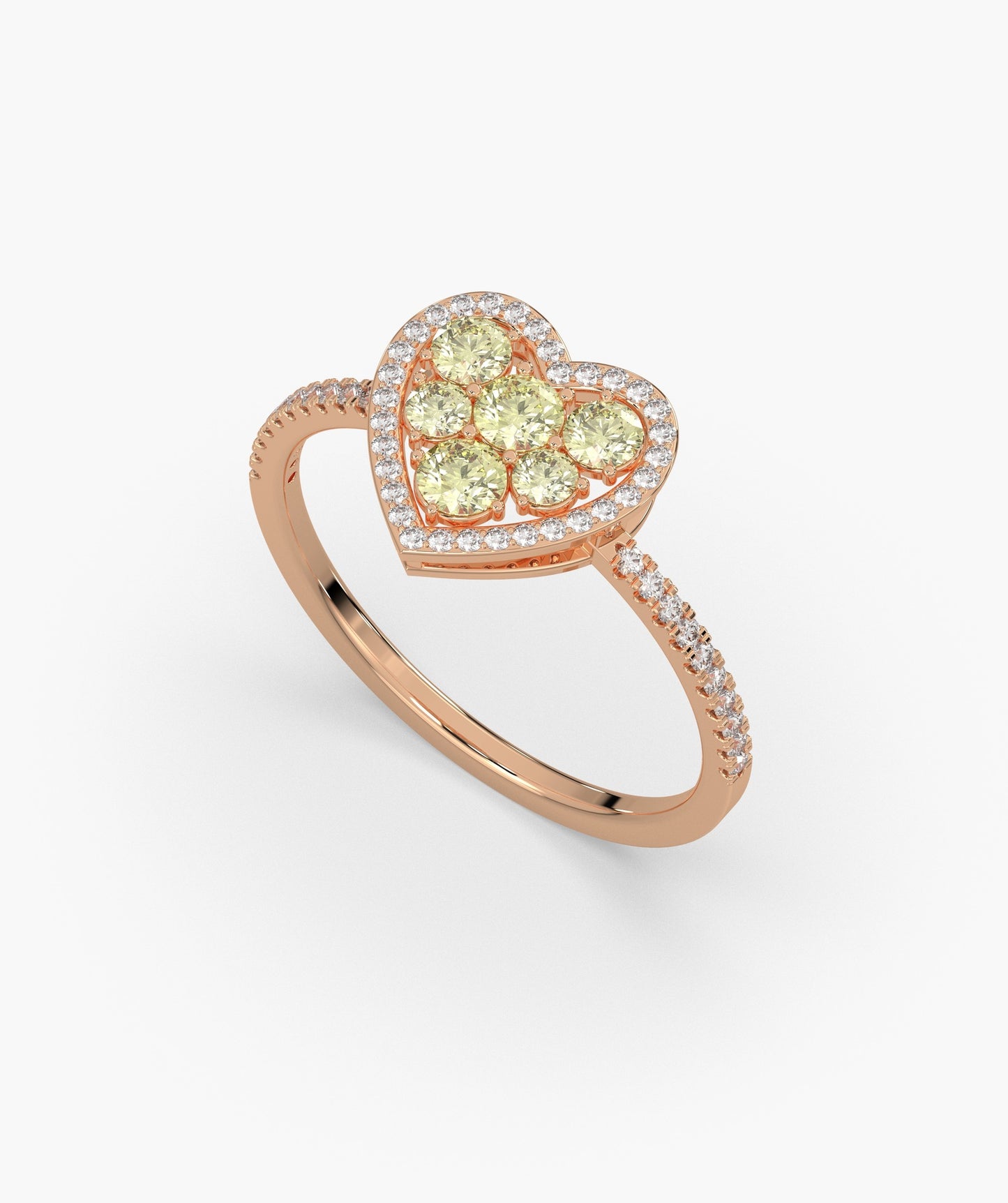 Yellow Diamond Heart Halo Ring