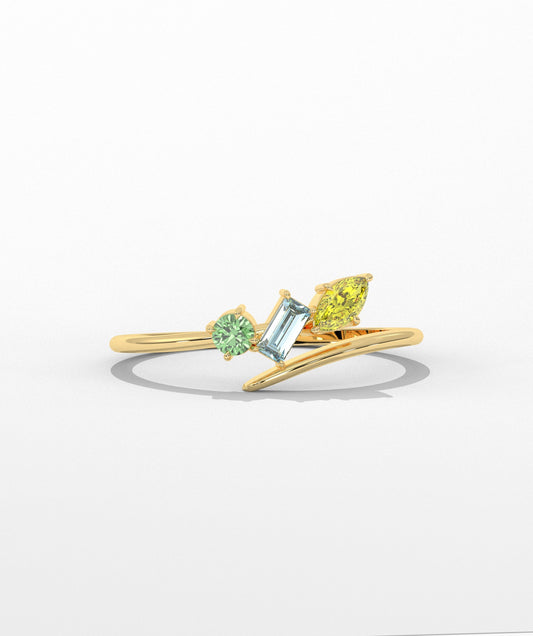 Trio Gem Swirl Design Ring