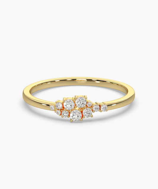 Cluster Diamond Tapered Ring