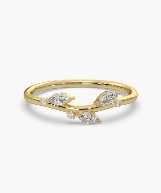 Leaf-Inspired Pear Diamond Ring