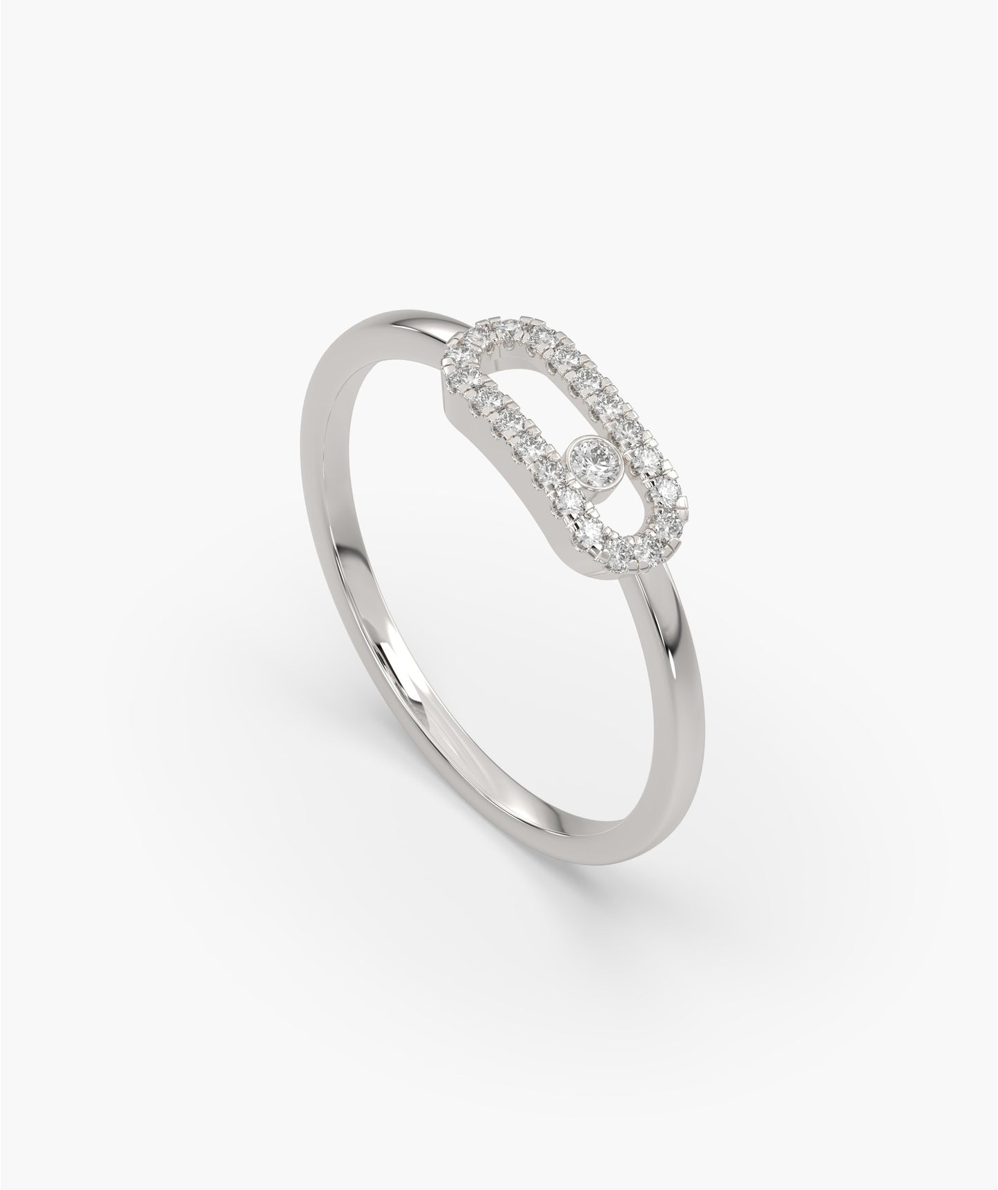 14K Gold Diamond Link Halo Ring