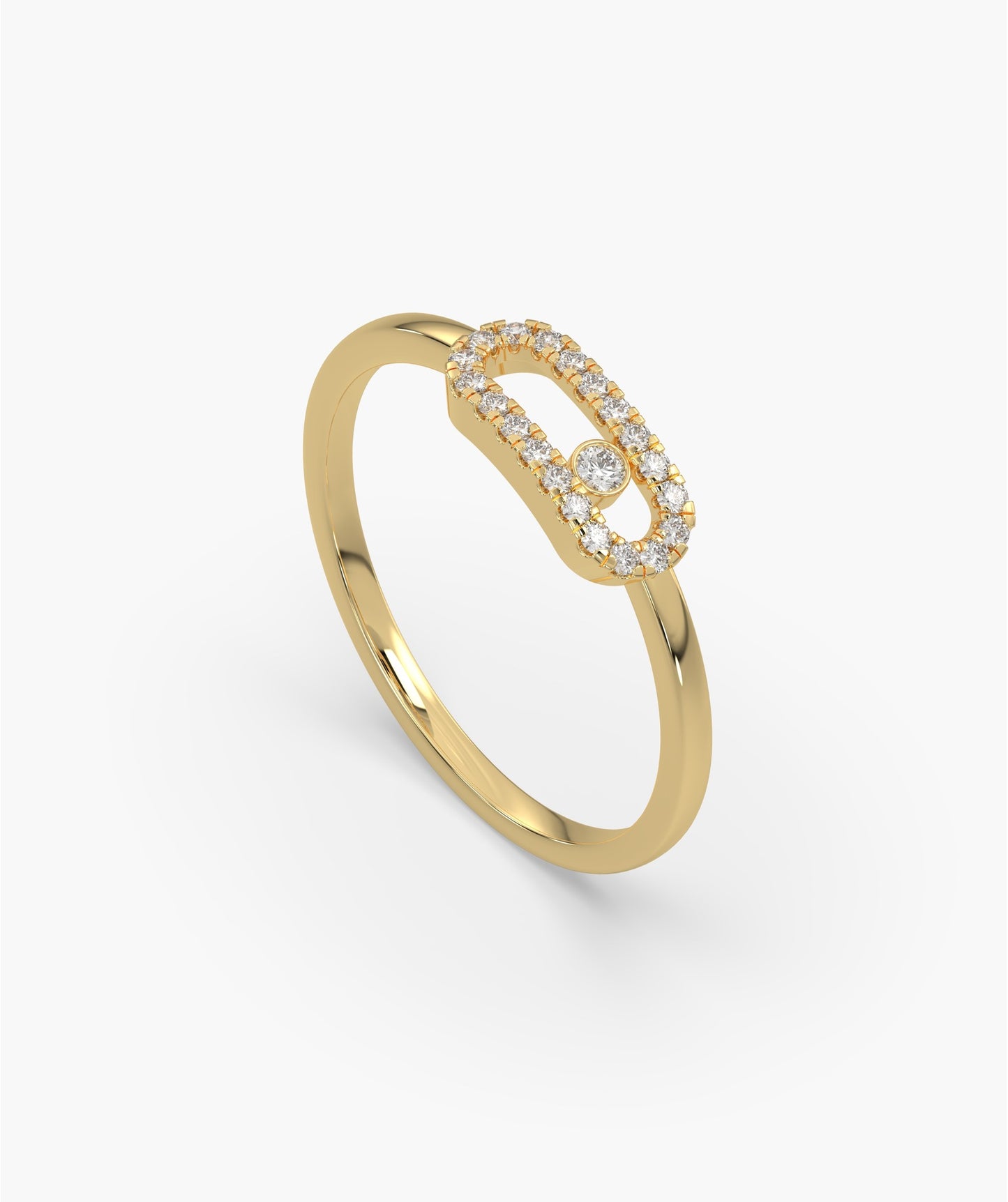 14K Gold Diamond Link Halo Ring
