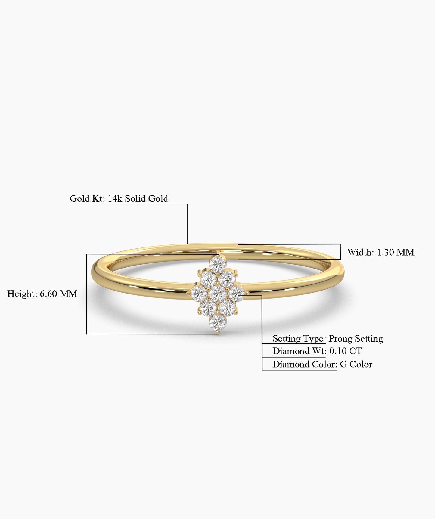 Gold Ring with Diamond Cluster