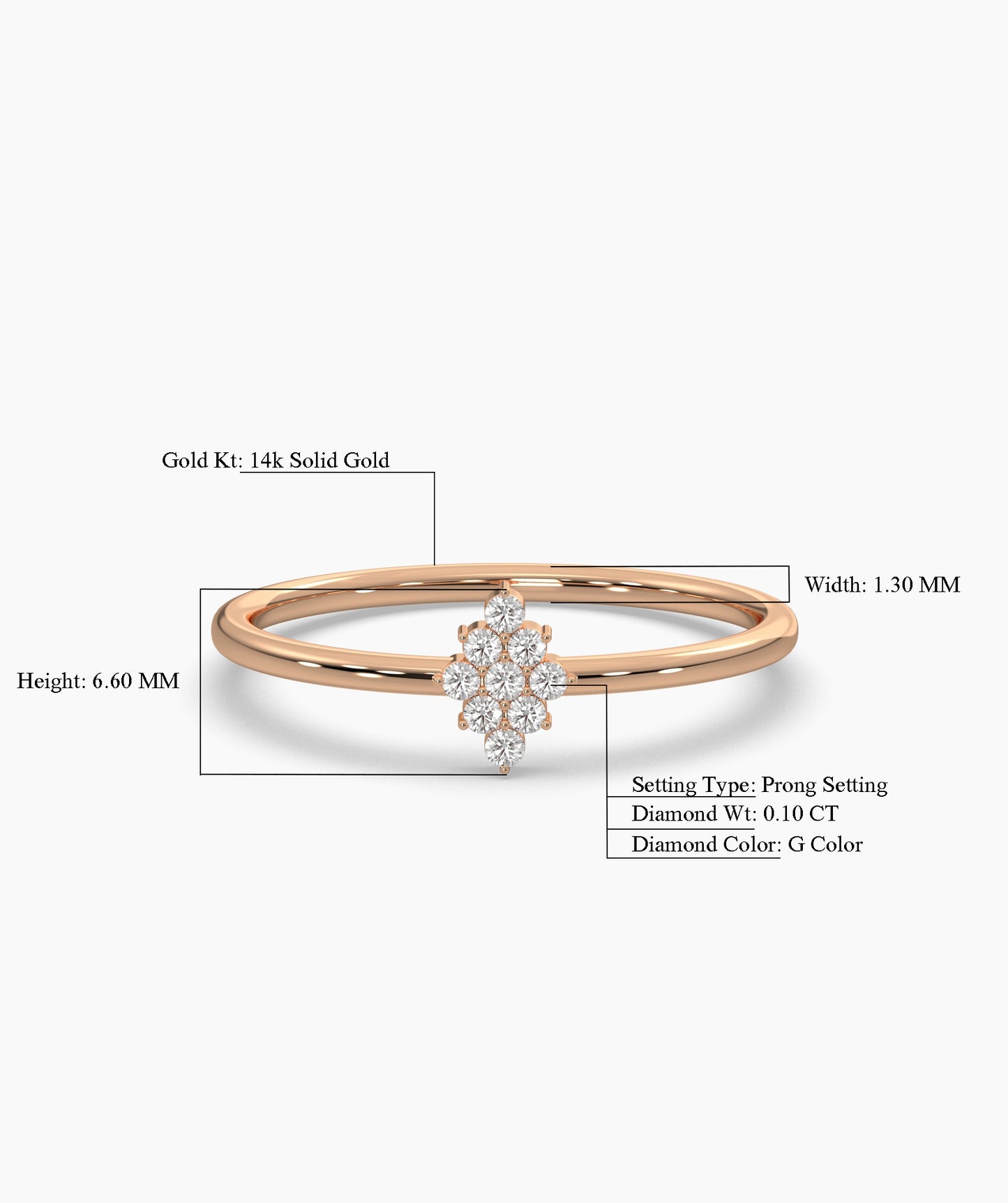Gold Ring with Diamond Cluster