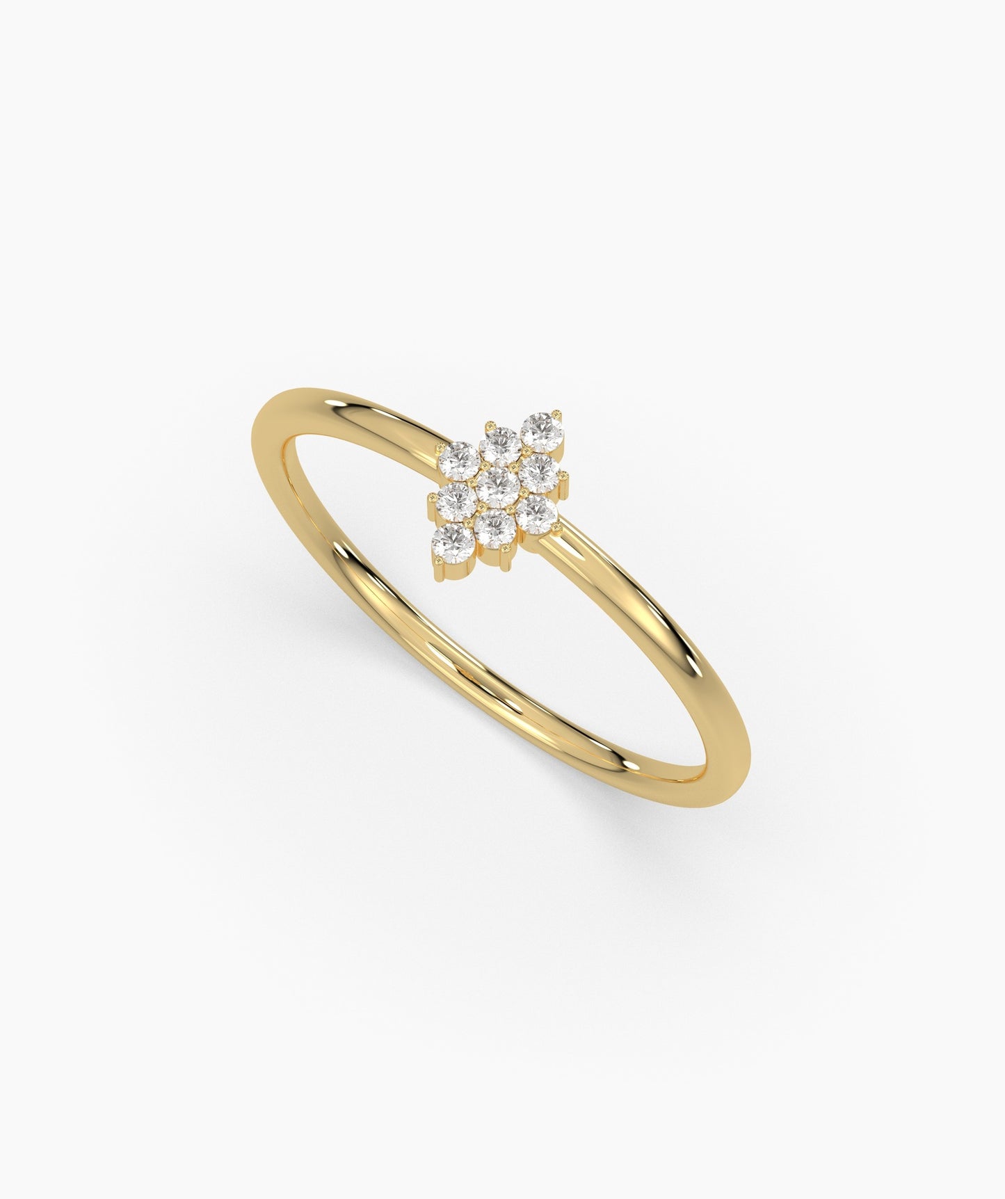 Gold Ring with Diamond Cluster