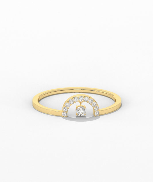 Pavé Arch Ring with Center Diamond
