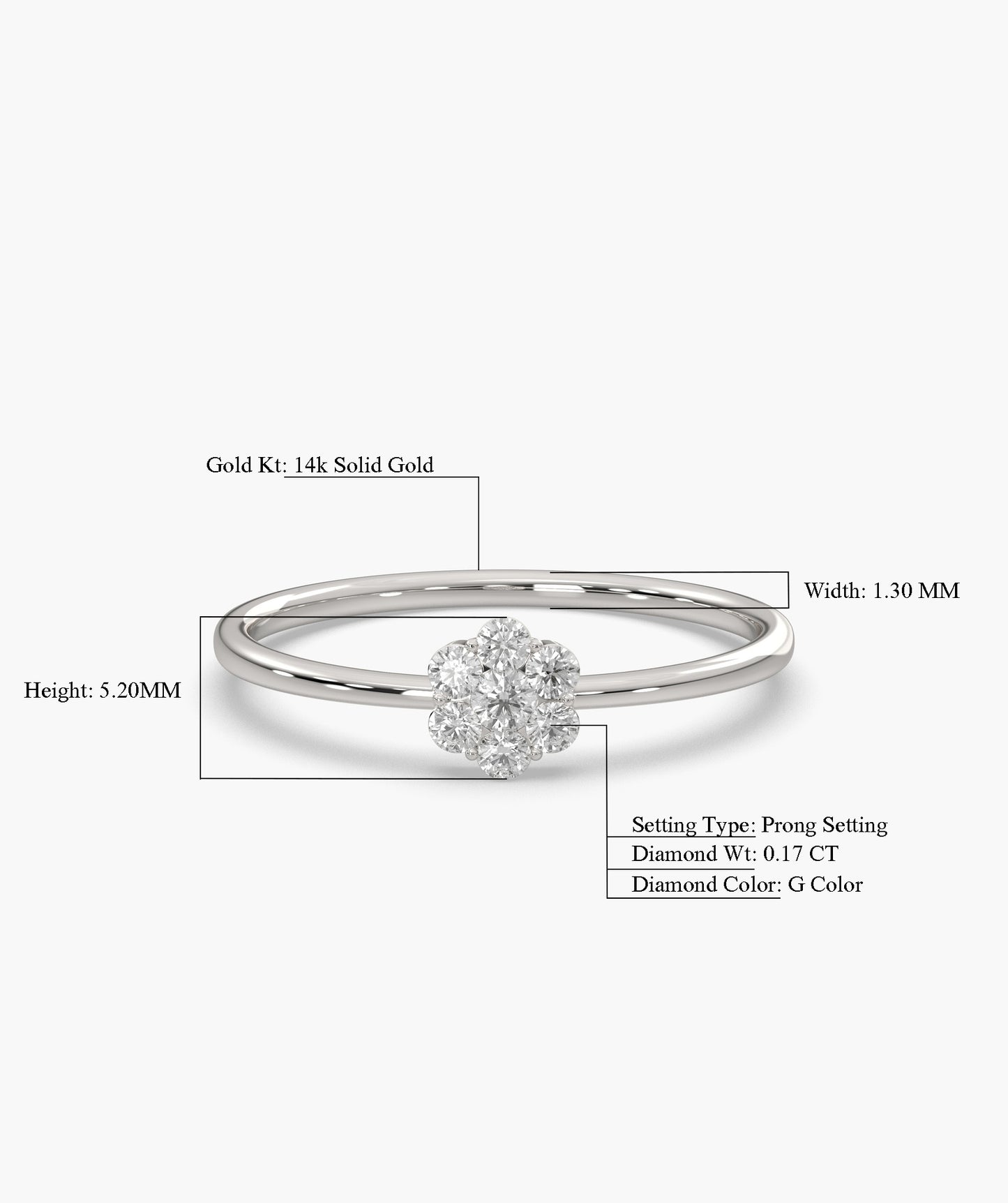 14K Gold Diamond Floral Ring