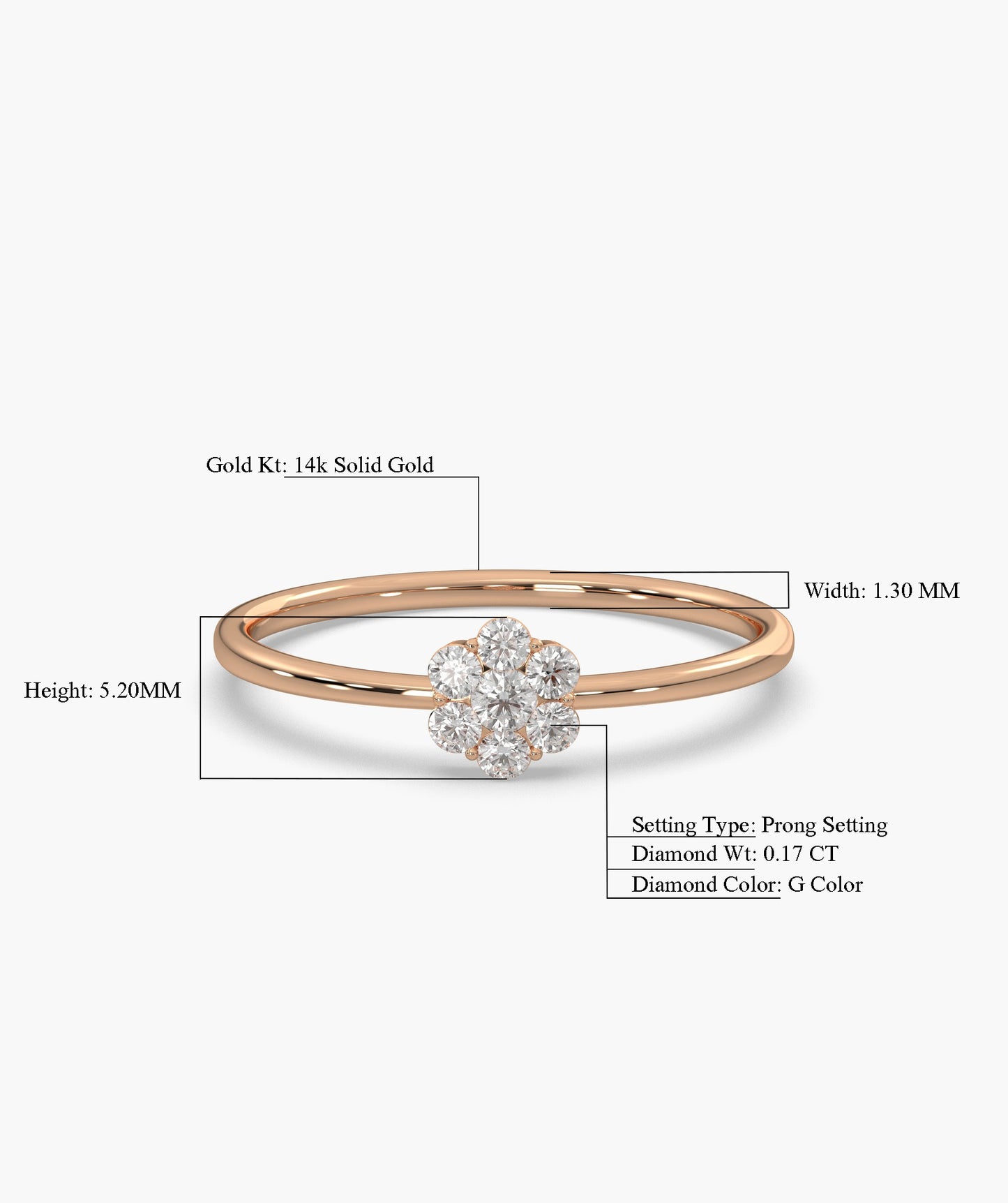 14K Gold Diamond Floral Ring