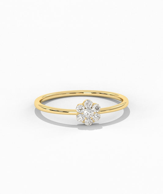 14K Gold Diamond Floral Ring
