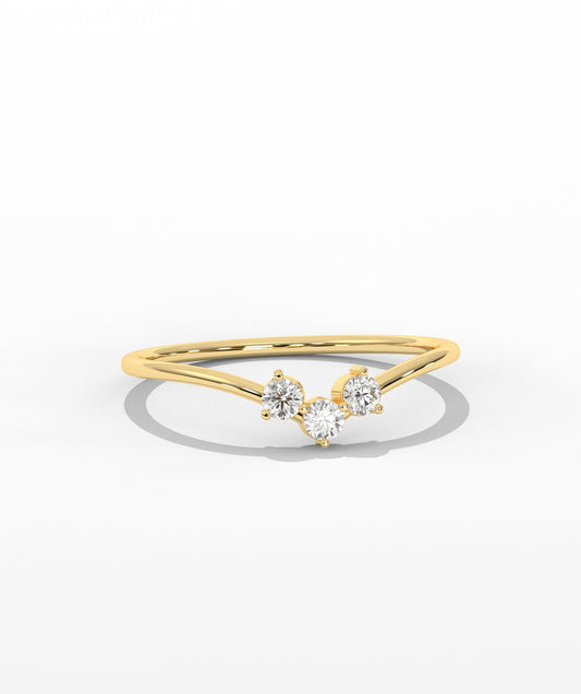 Three-Stone Diamond Chevron Ring