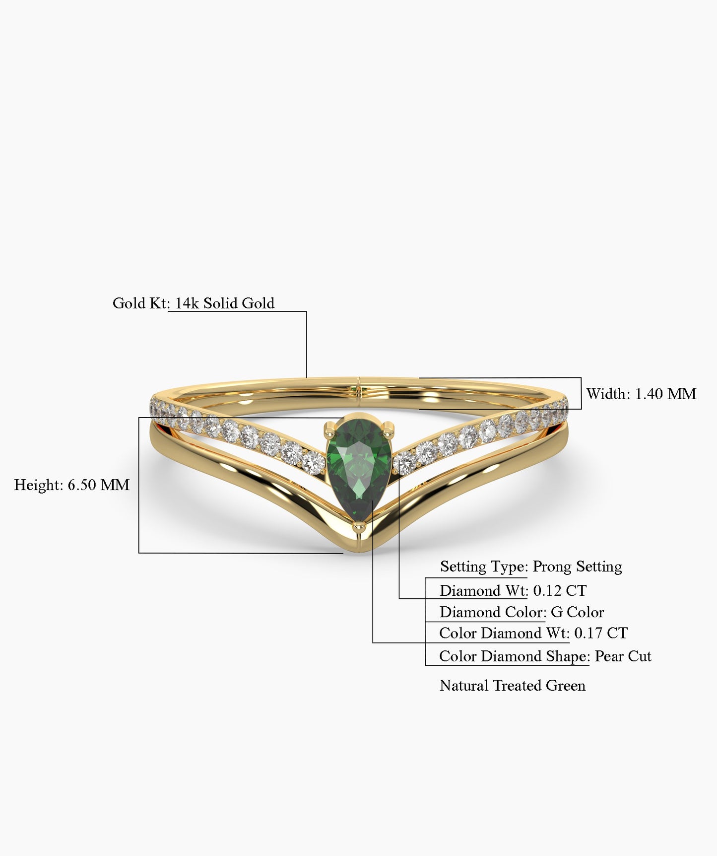 14K Gold Green Diamond Ring