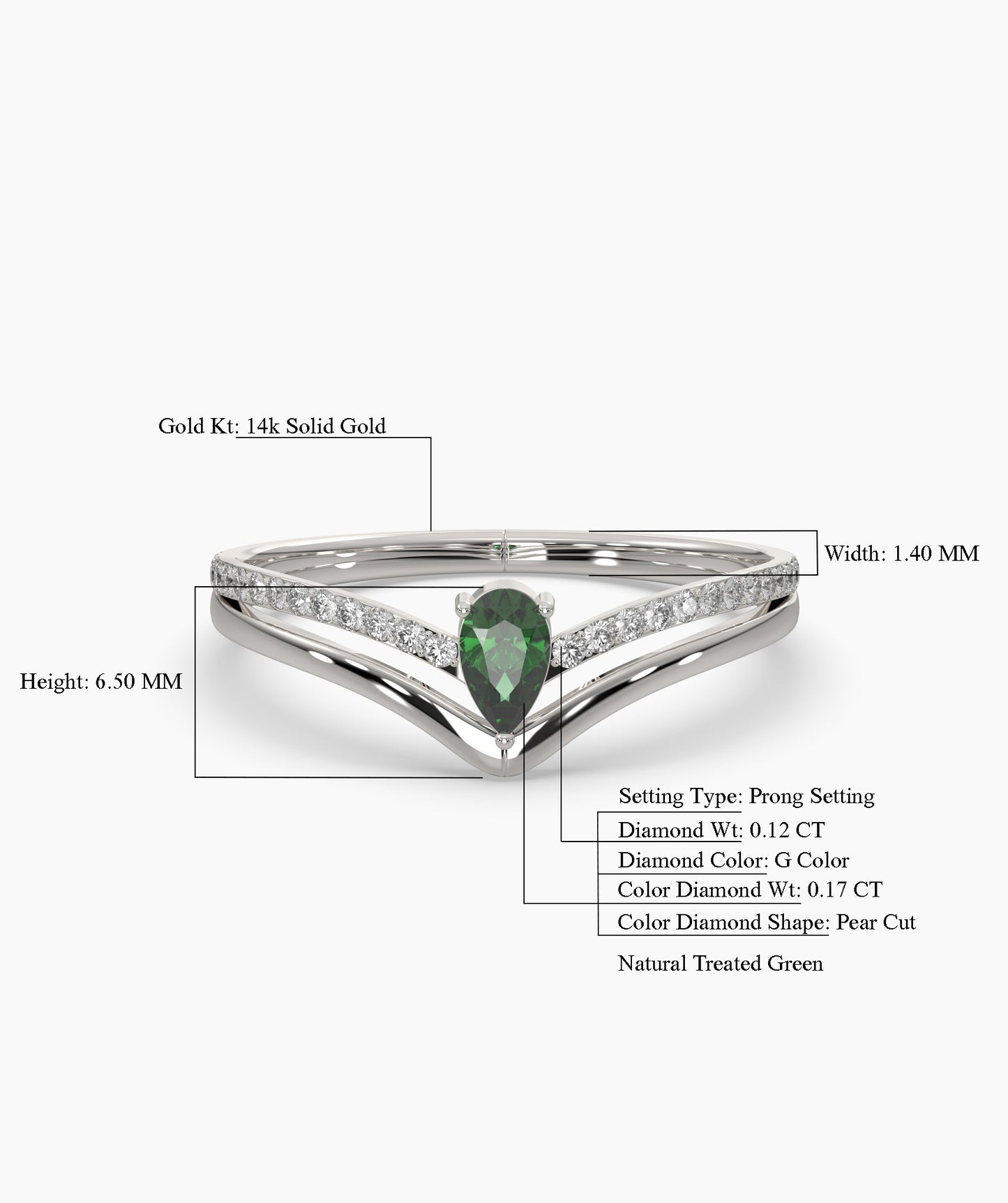 14K Gold Green Diamond Ring