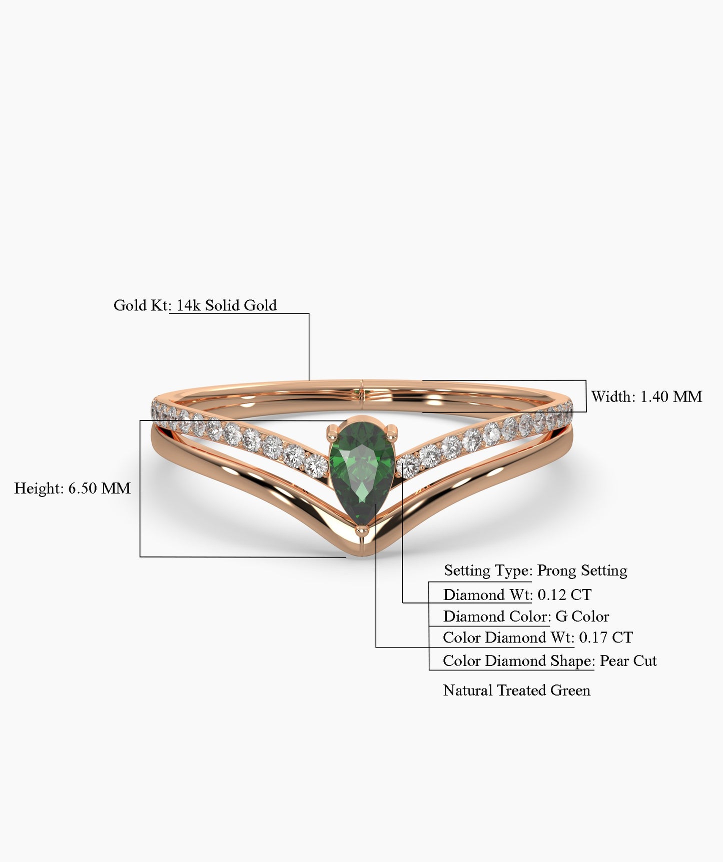 14K Gold Green Diamond Ring